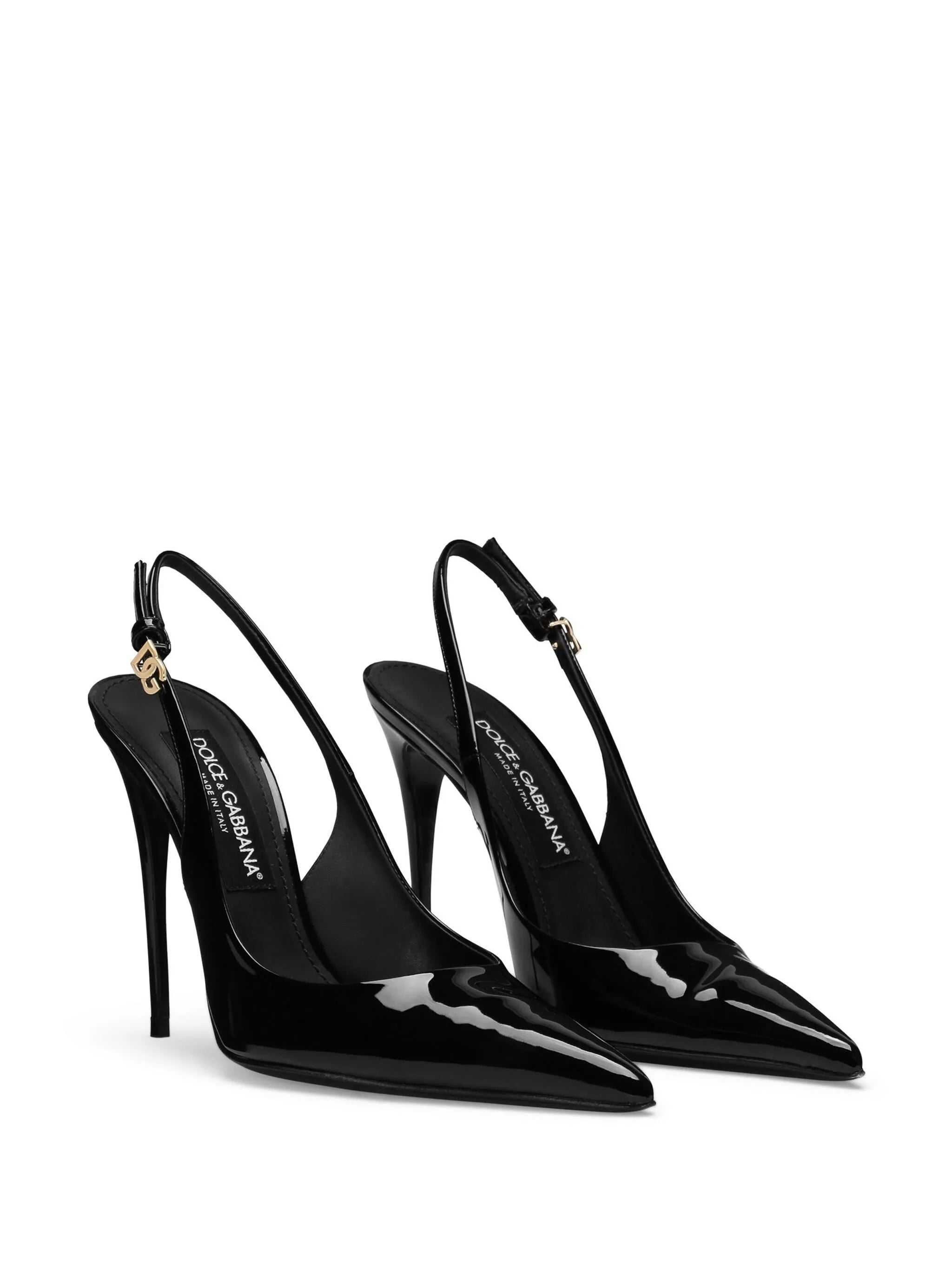 DNA patent-leather slingback pumps
