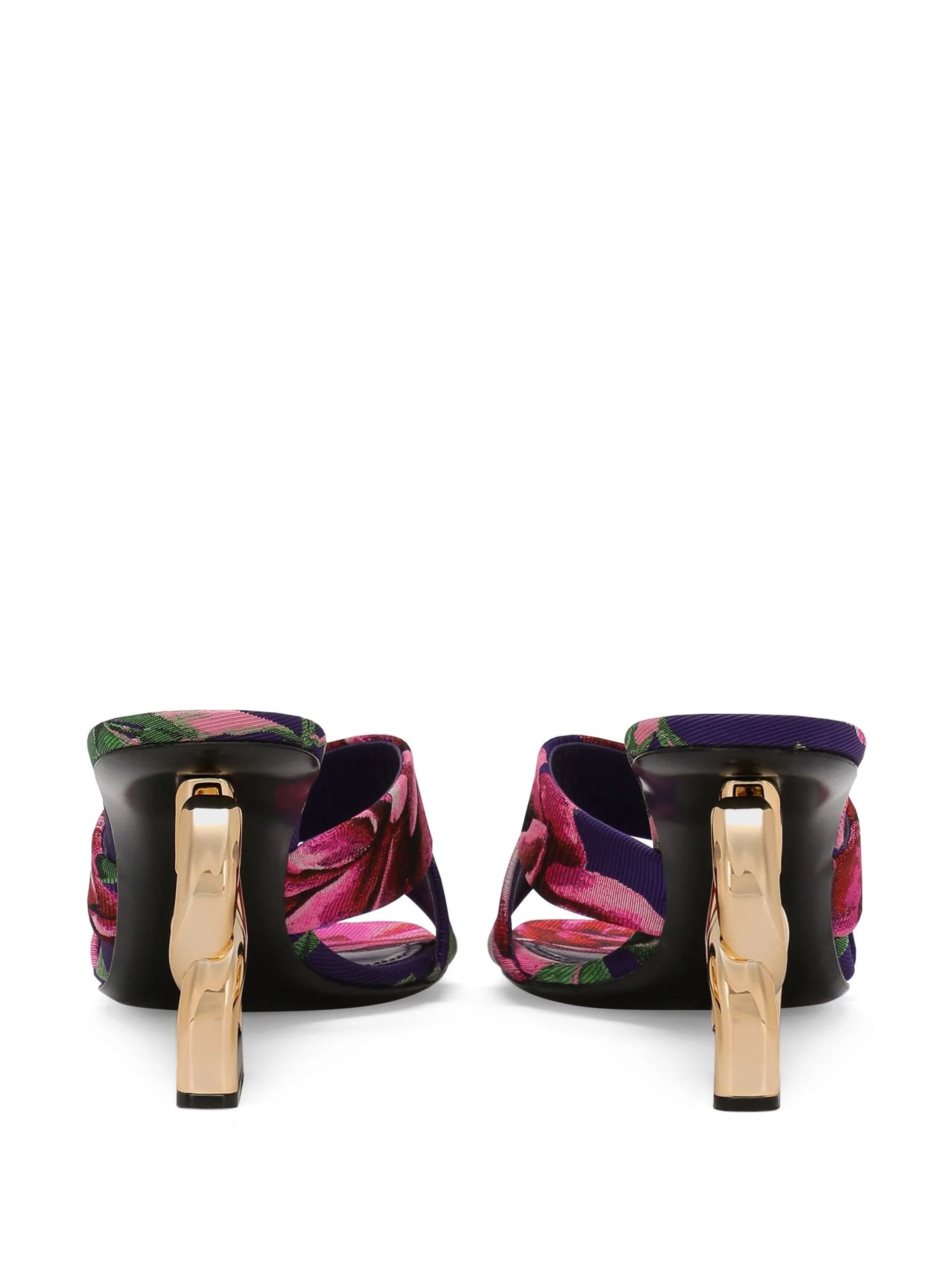 floral-jacquard heeled sandals