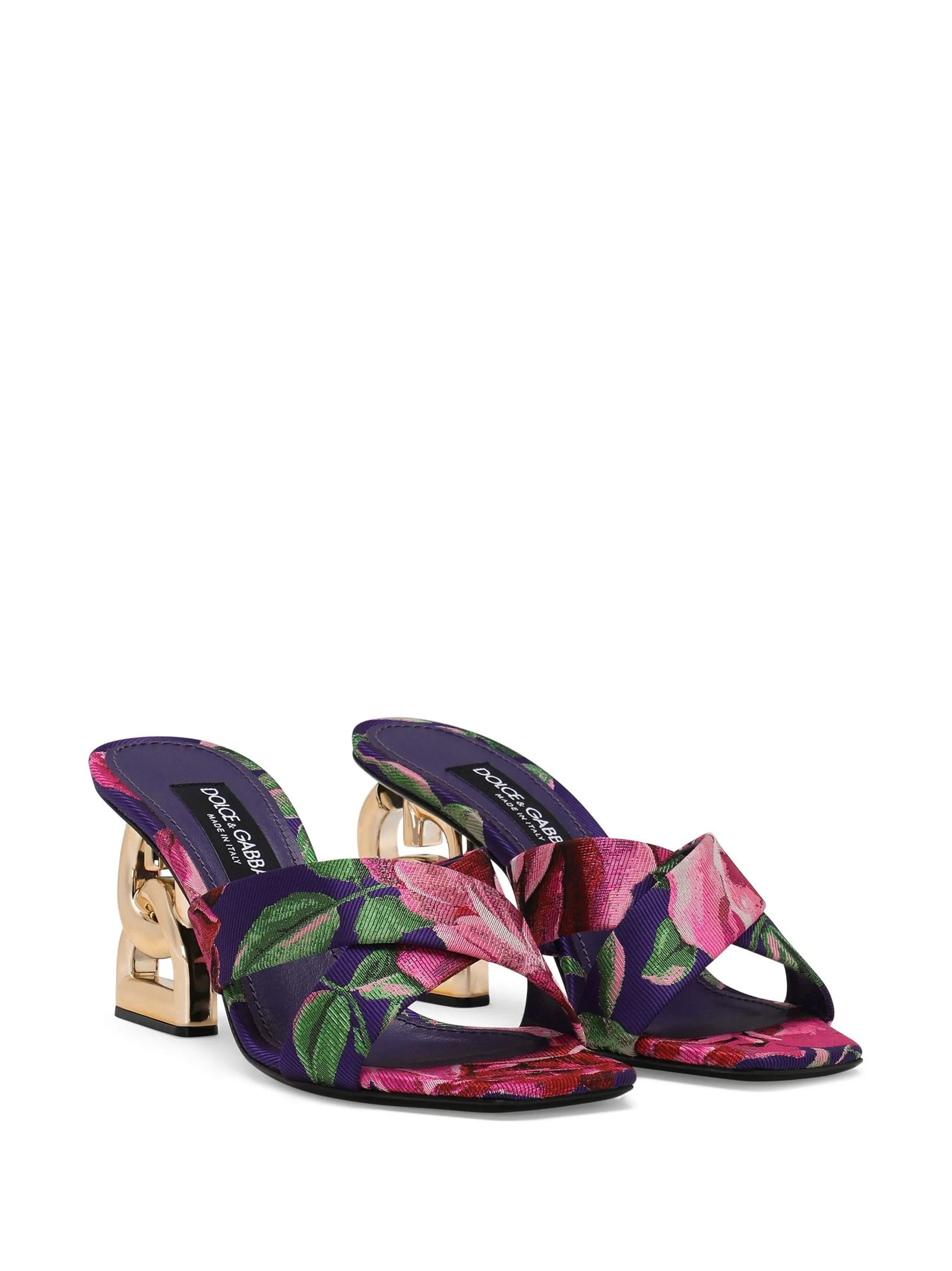 floral-jacquard heeled sandals
