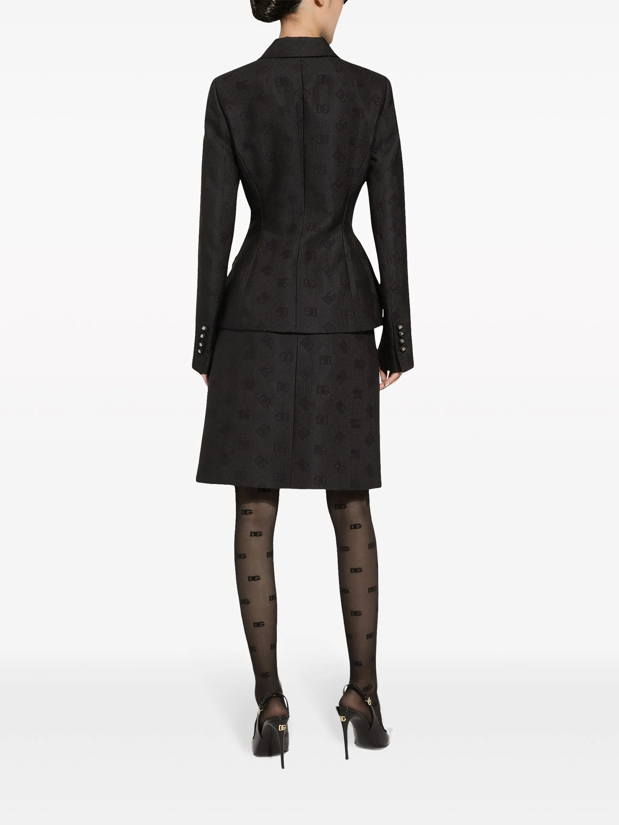 logo-jacquard single-breasted blazer