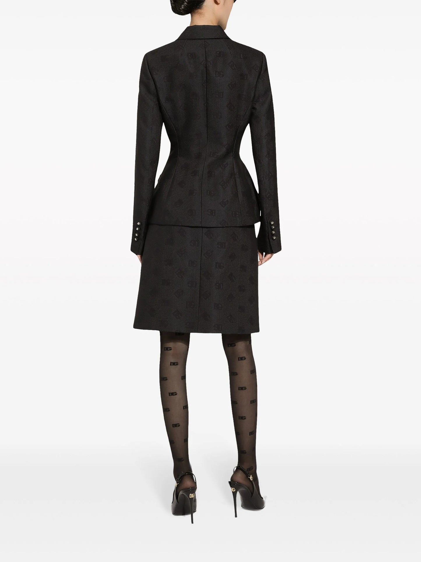 logo-jacquard single-breasted blazer