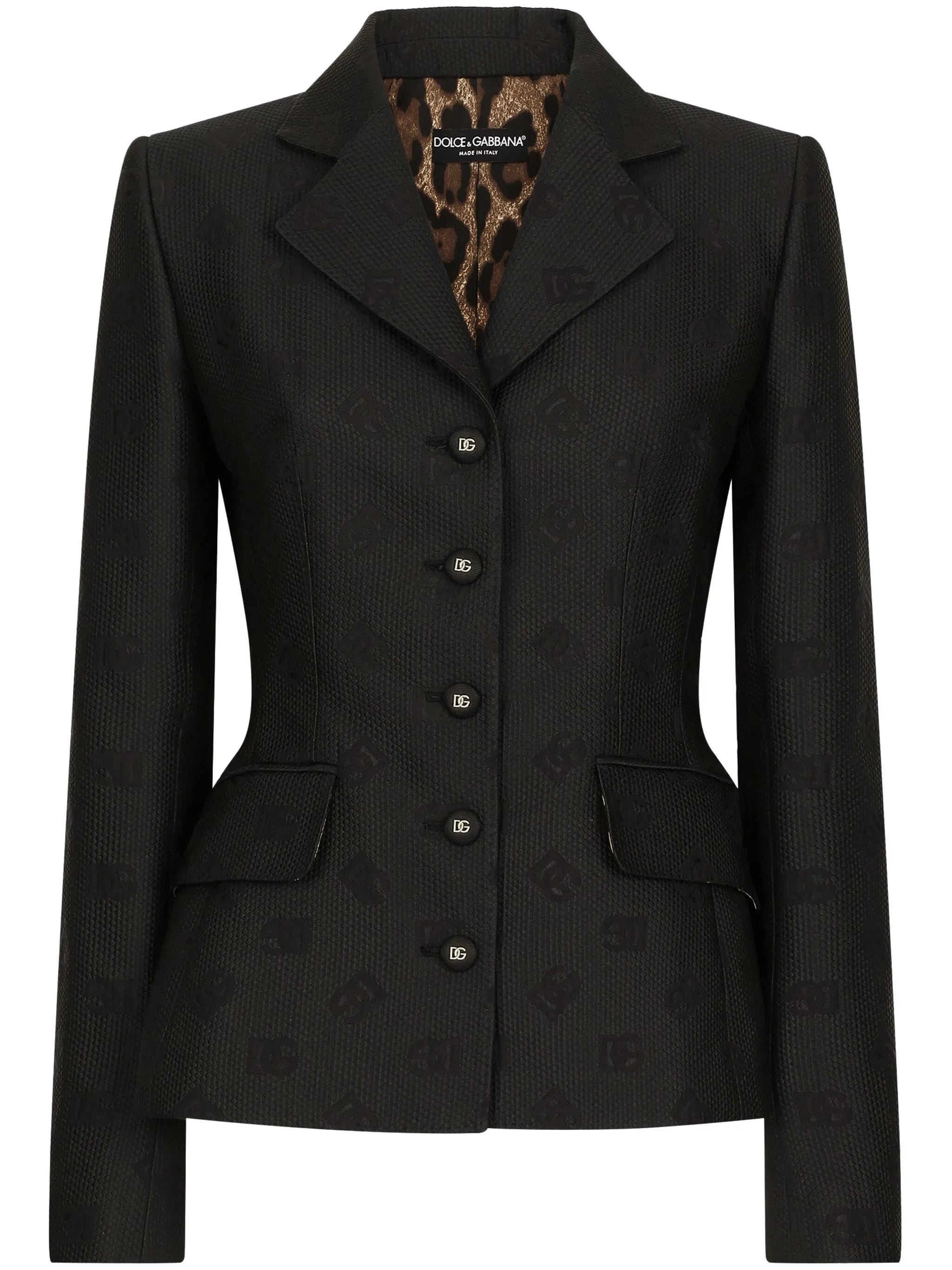 logo-jacquard single-breasted blazer
