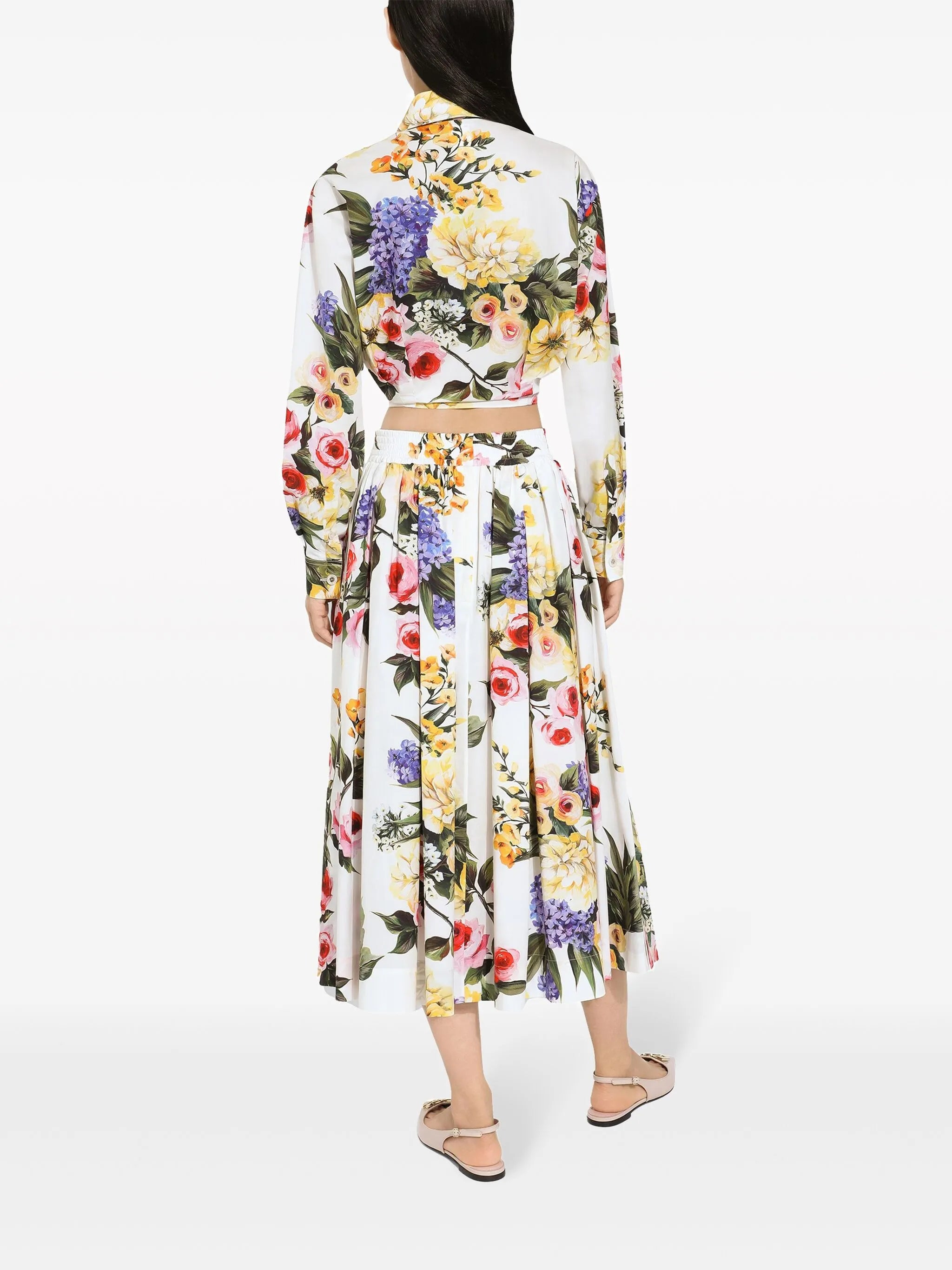 floral-print midi skirt