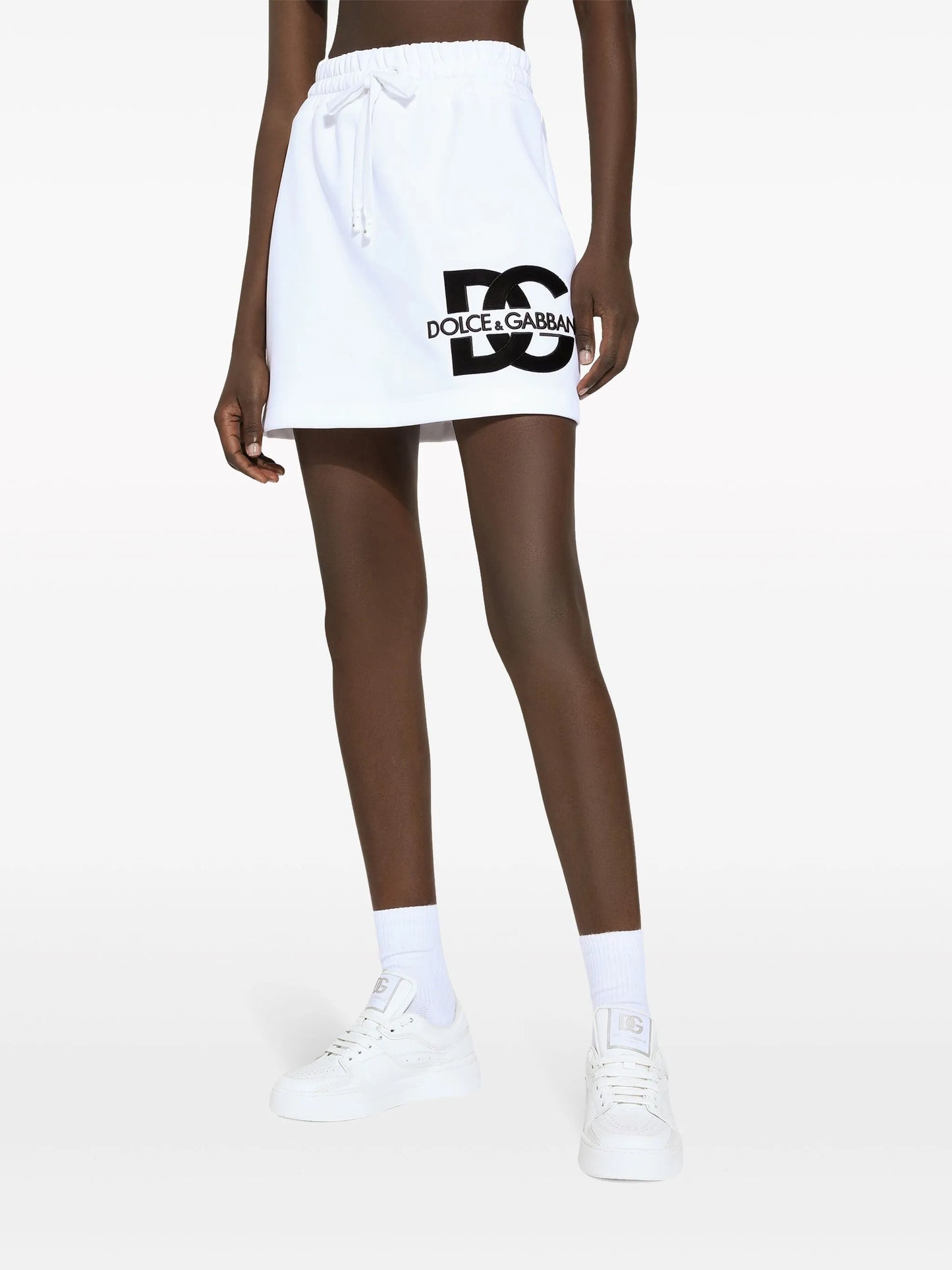 logo-print cotton-blend miniskirt