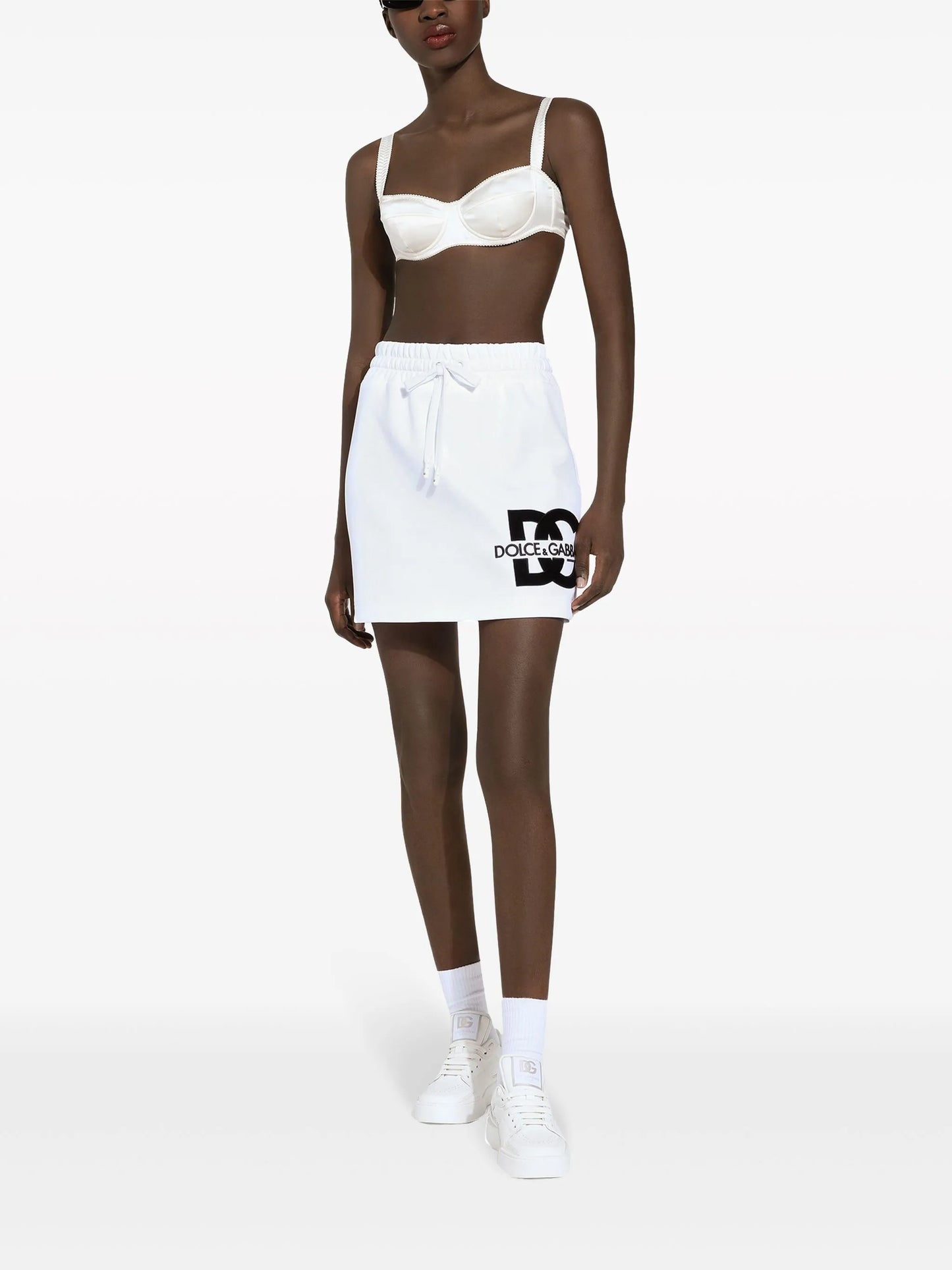 logo-print cotton-blend miniskirt