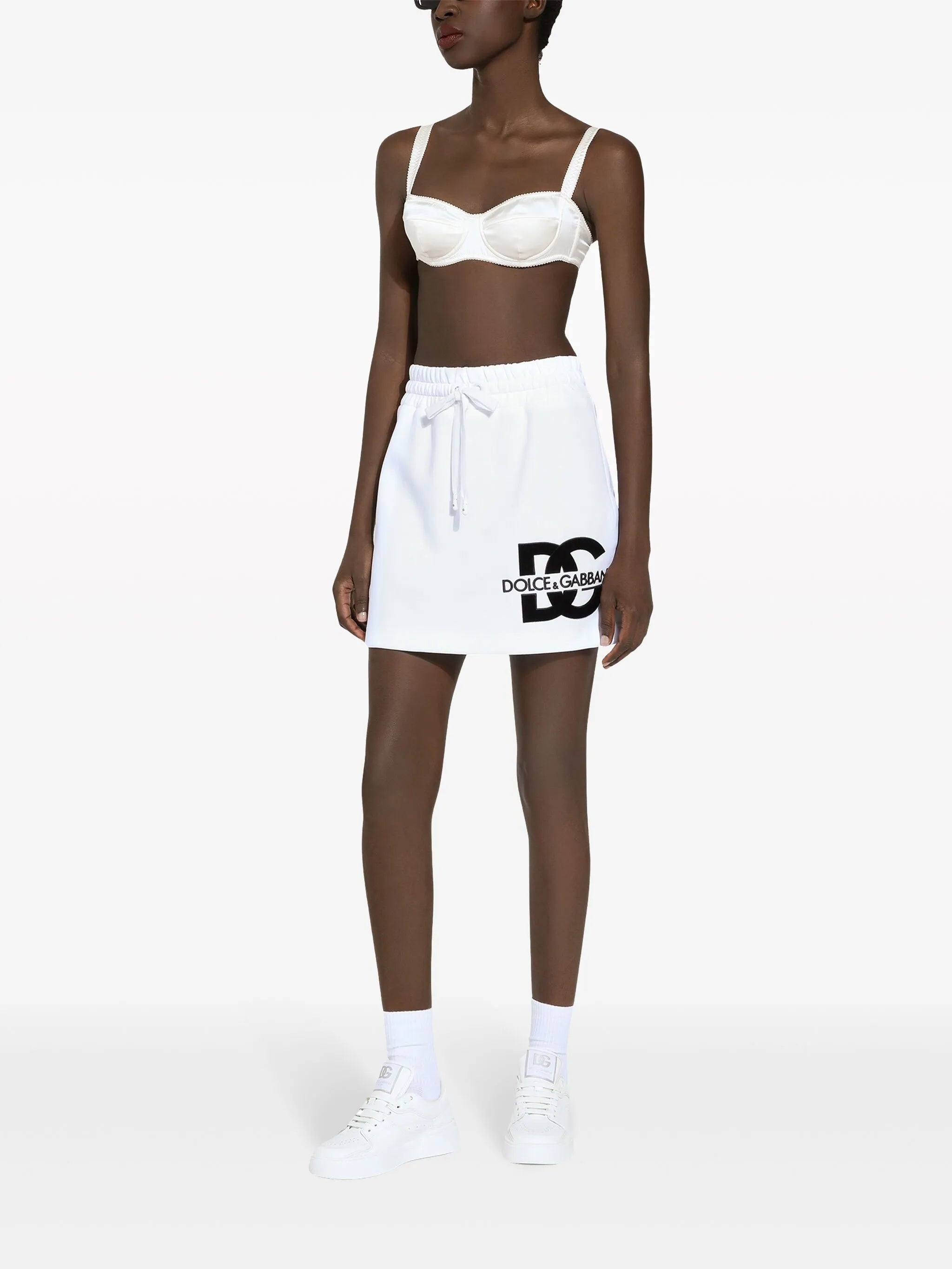 logo-print cotton-blend miniskirt