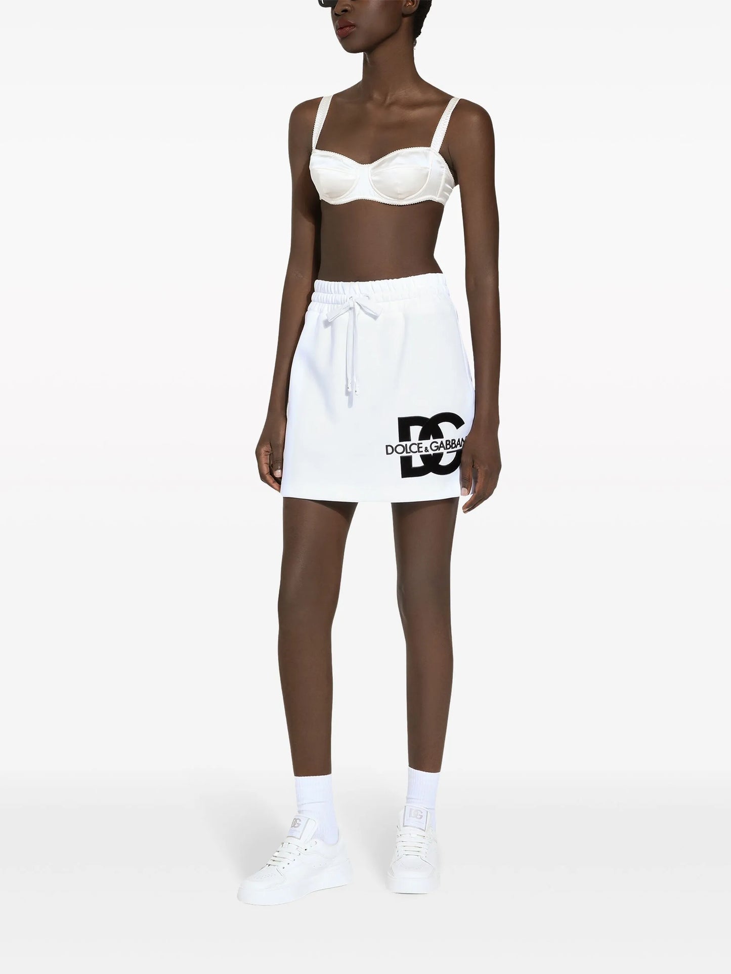logo-print cotton-blend miniskirt