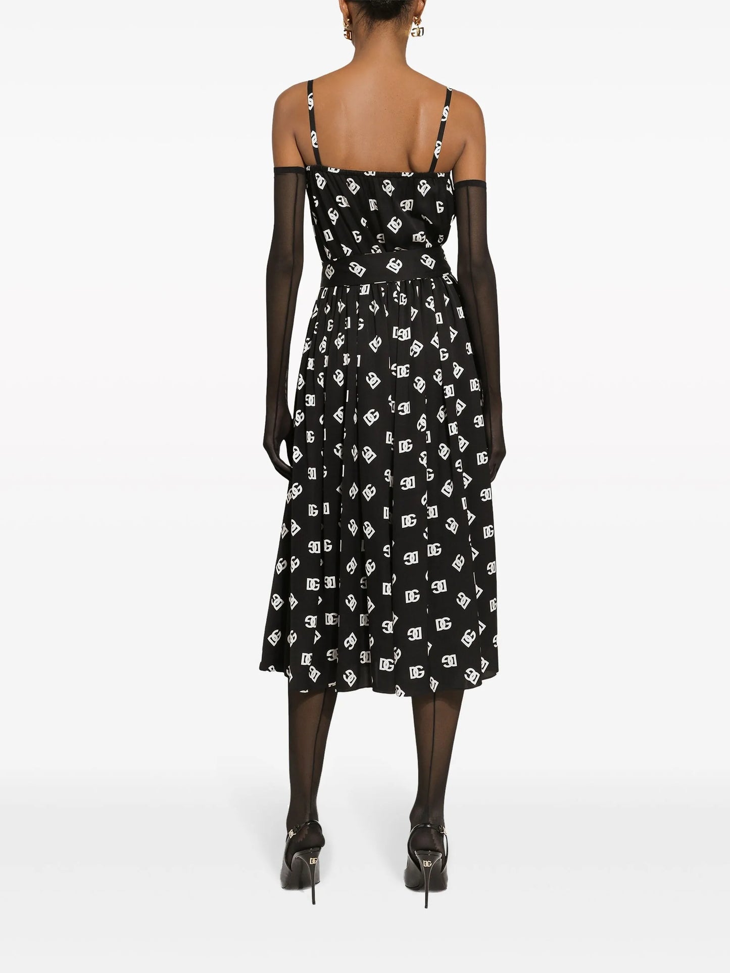 DG-print pleated dress