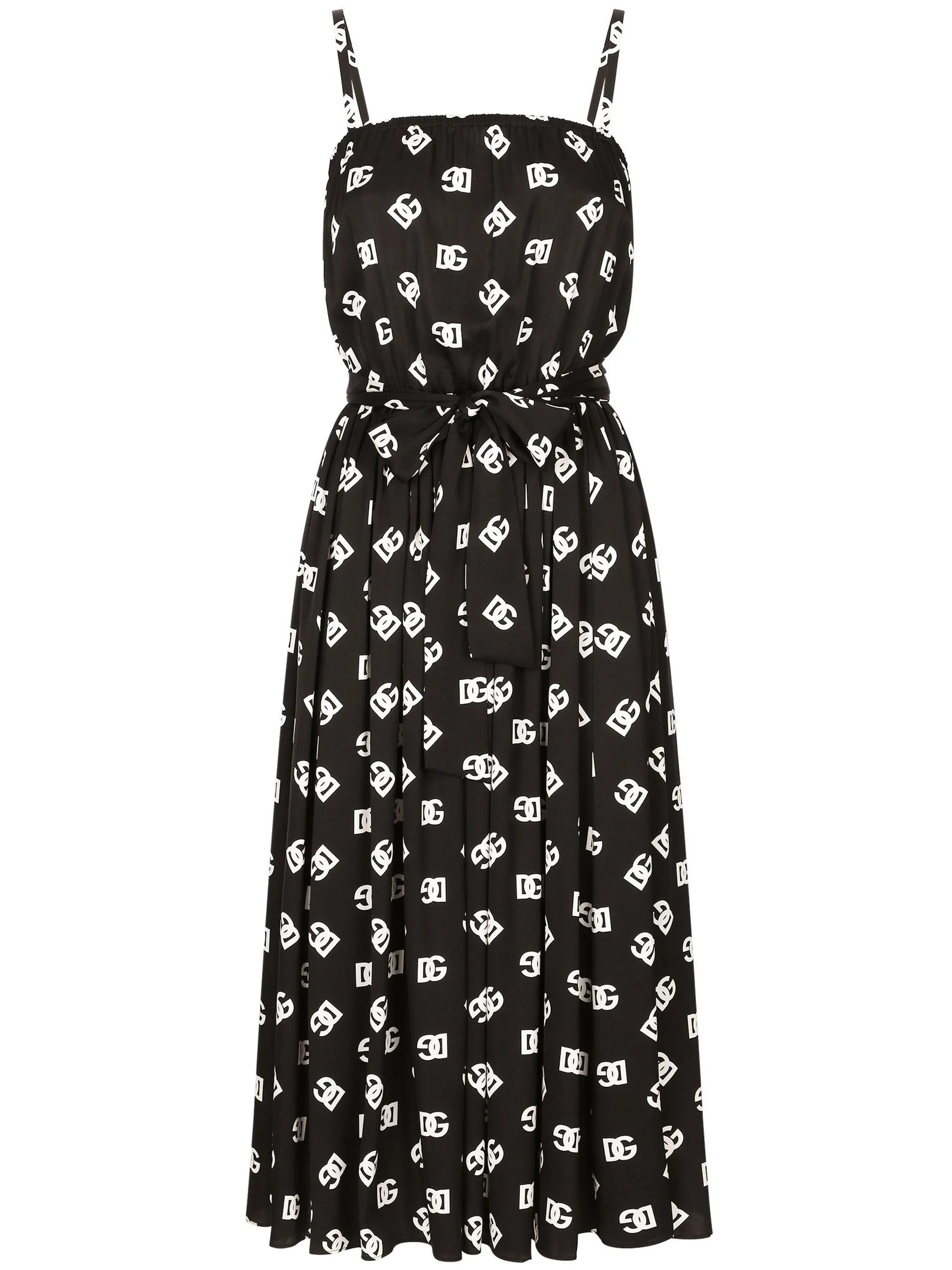 DG-print pleated midi dress