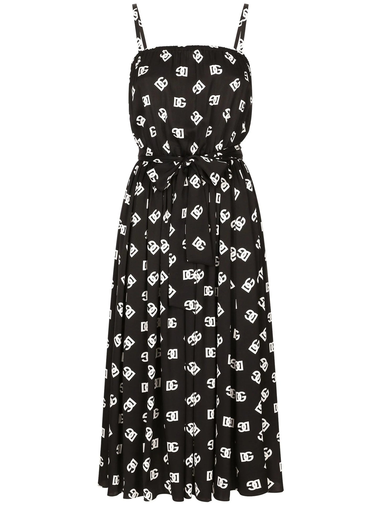 DG-print pleated midi dress