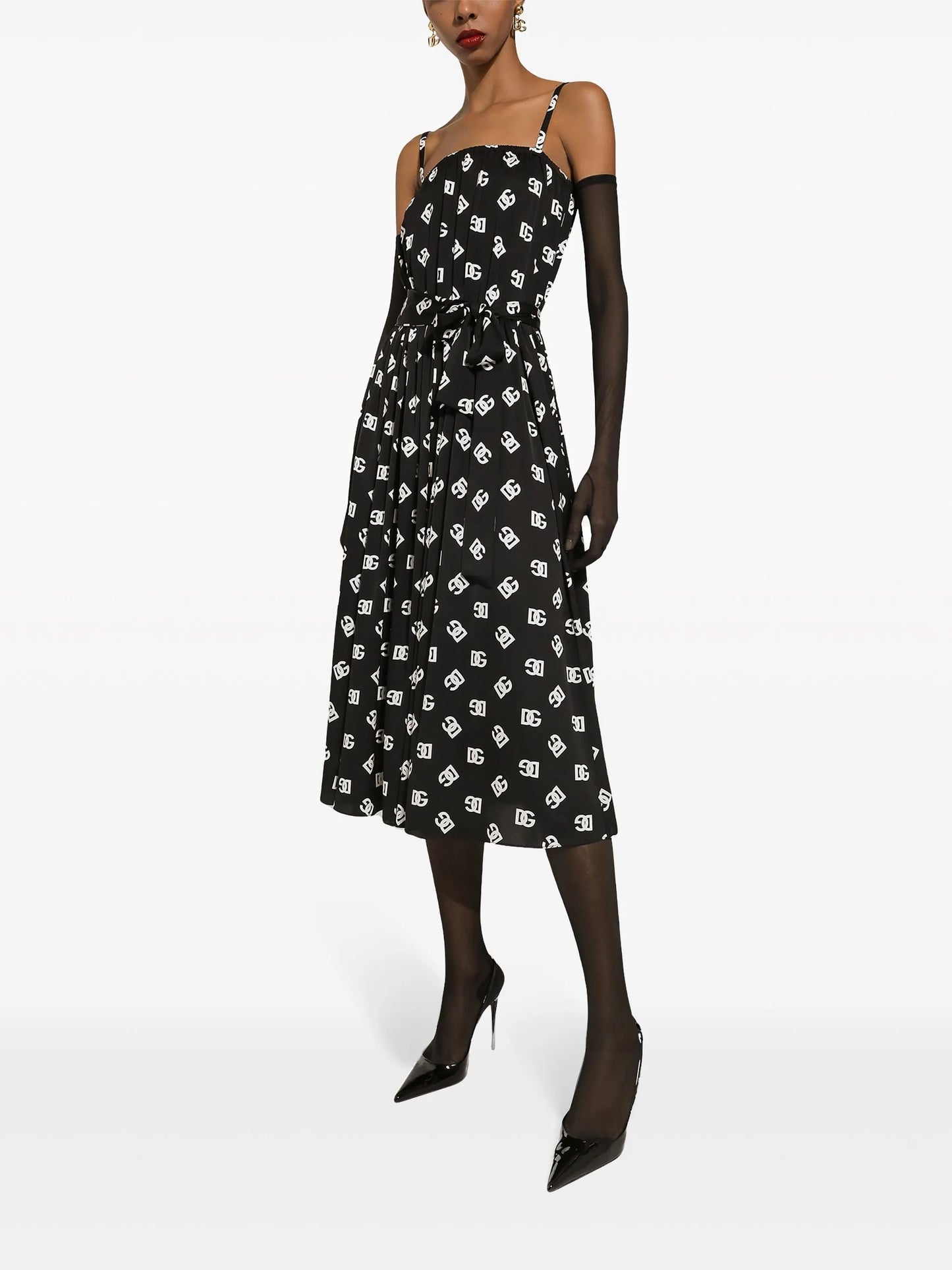 DG-print pleated dress