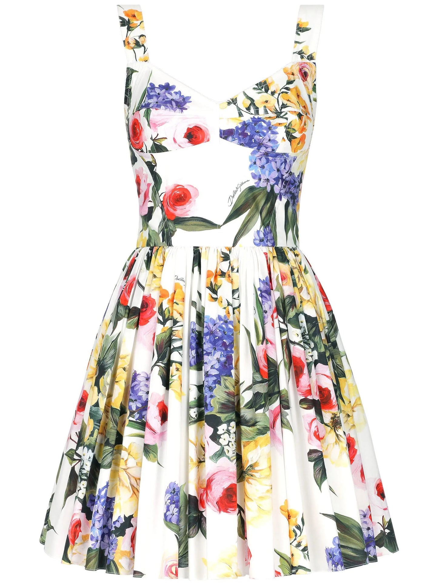 Garden-print bustier minidress