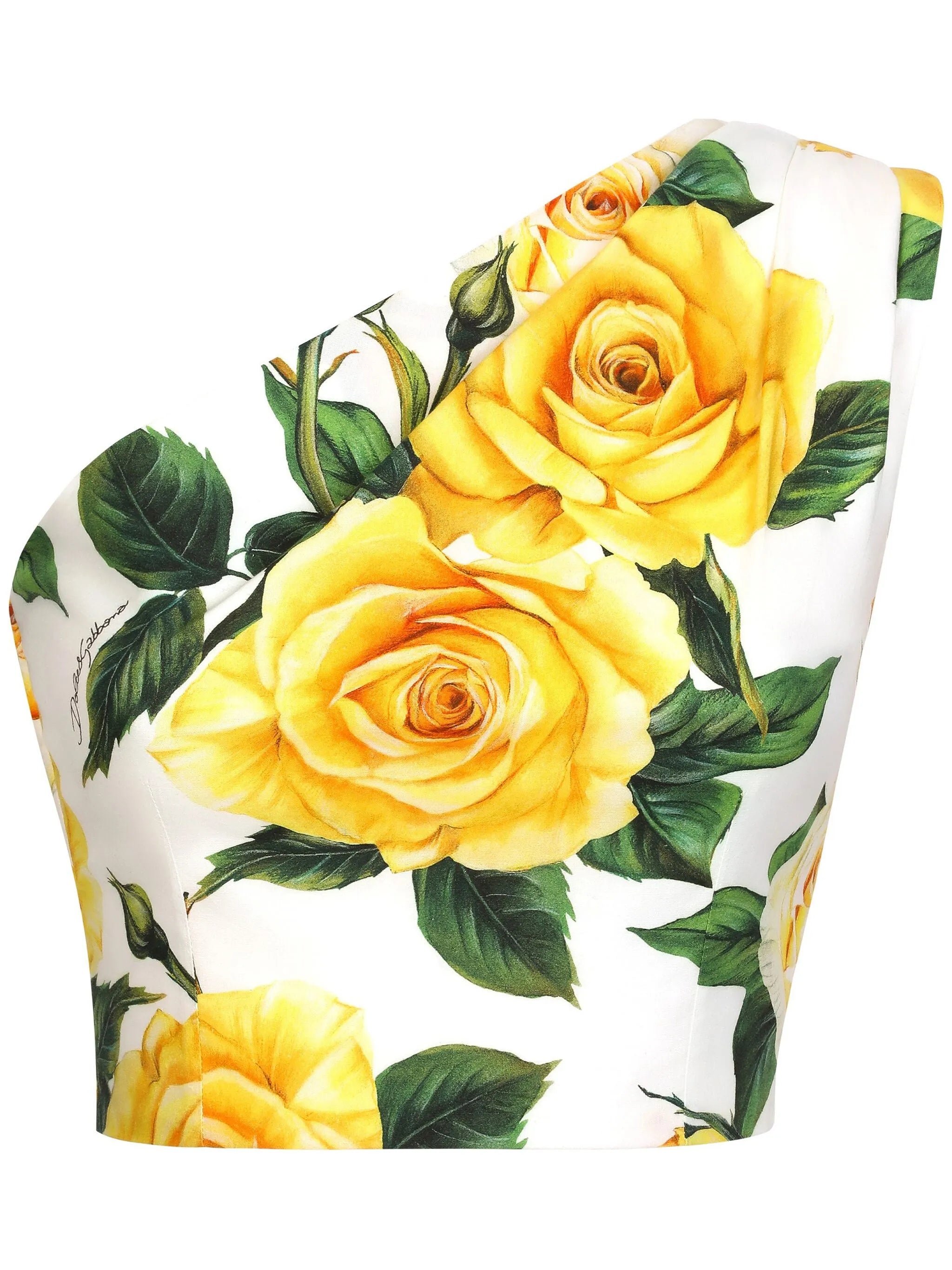 rose-print one-shoulder top