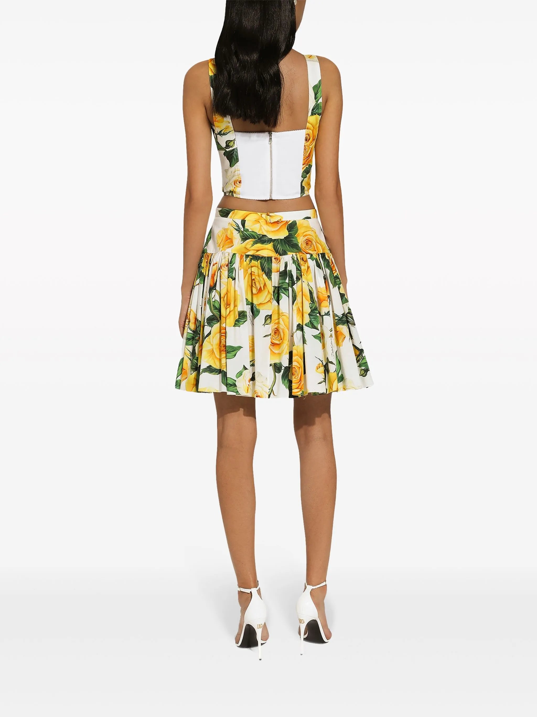 rose-print corset top