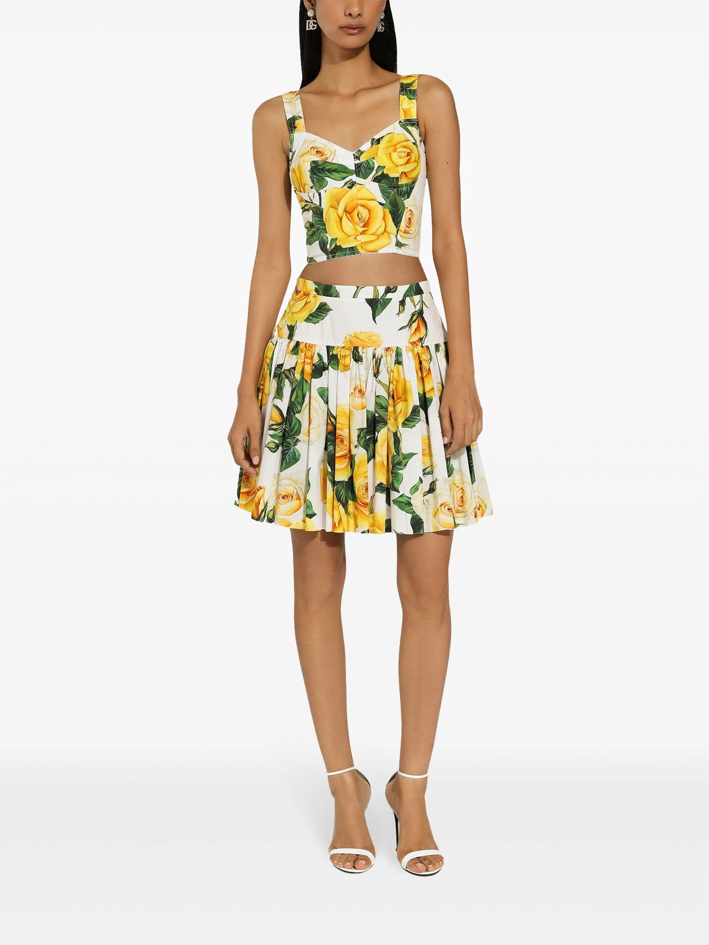 rose-print corset top