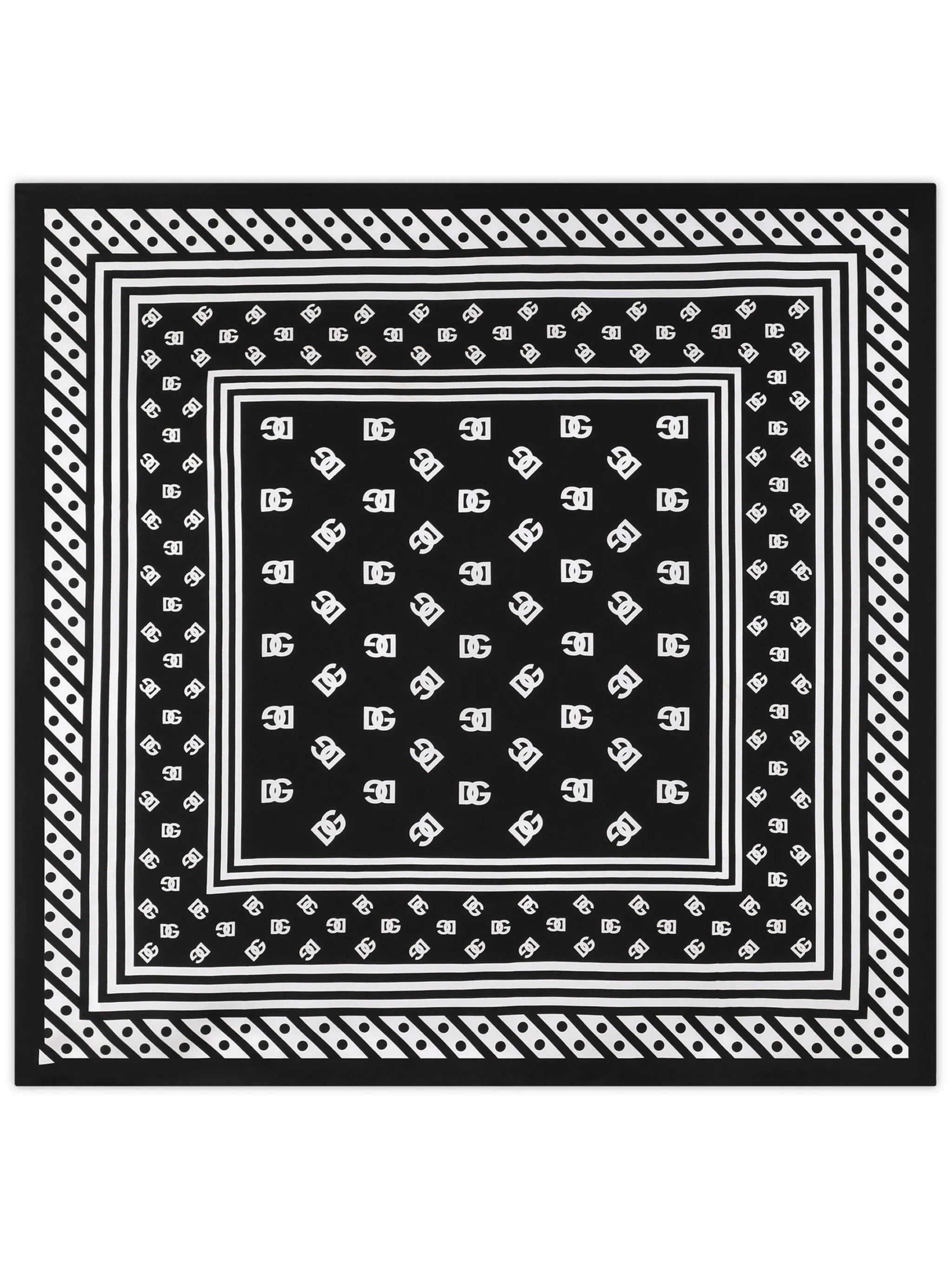 logo-print silk scarf