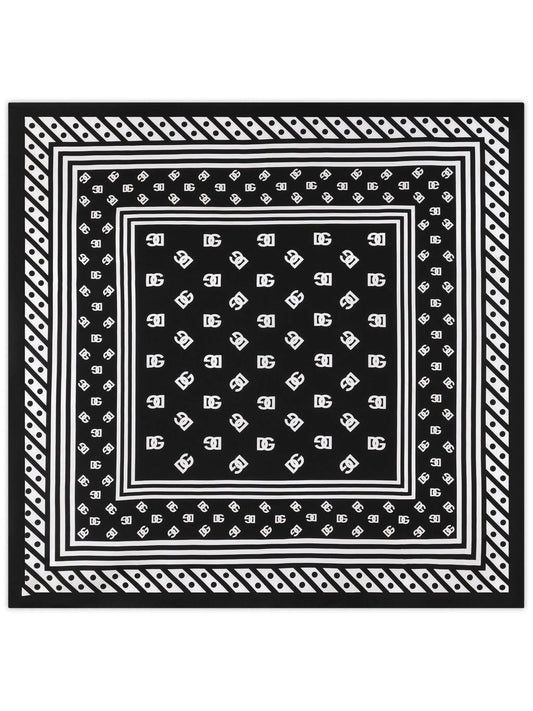 logo-print silk scarf