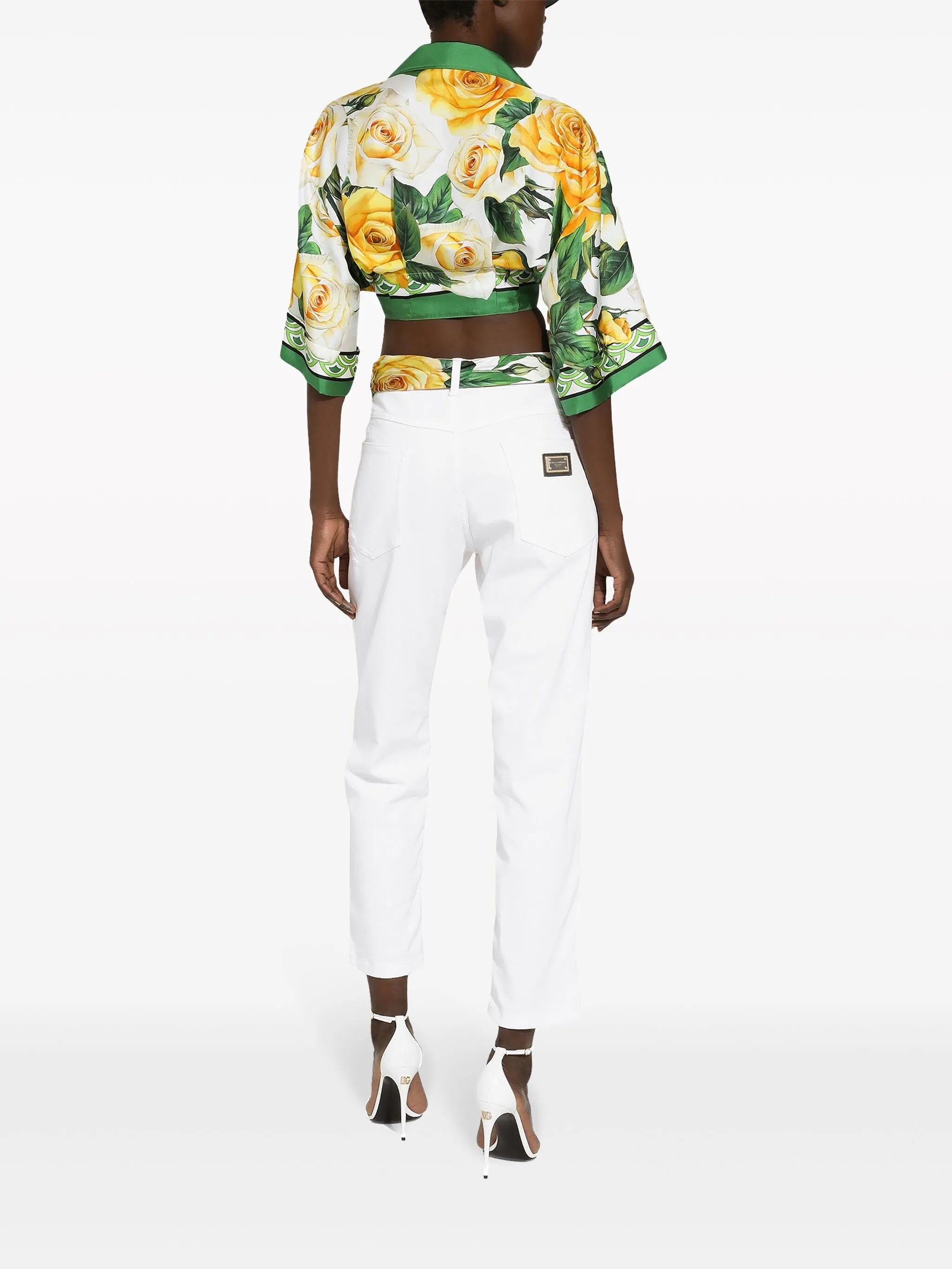 distressed-finish straight jeans