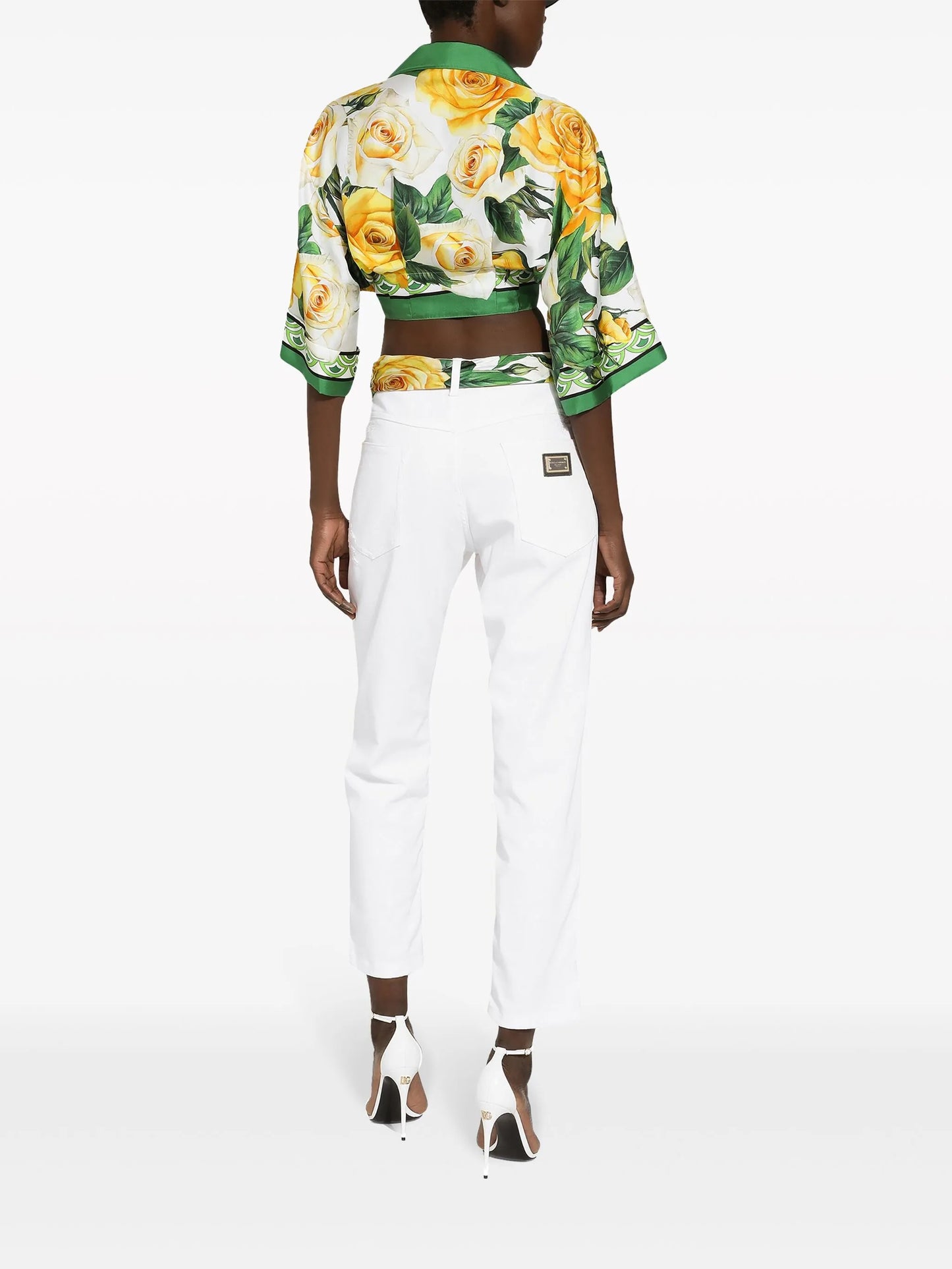 distressed-finish straight jeans