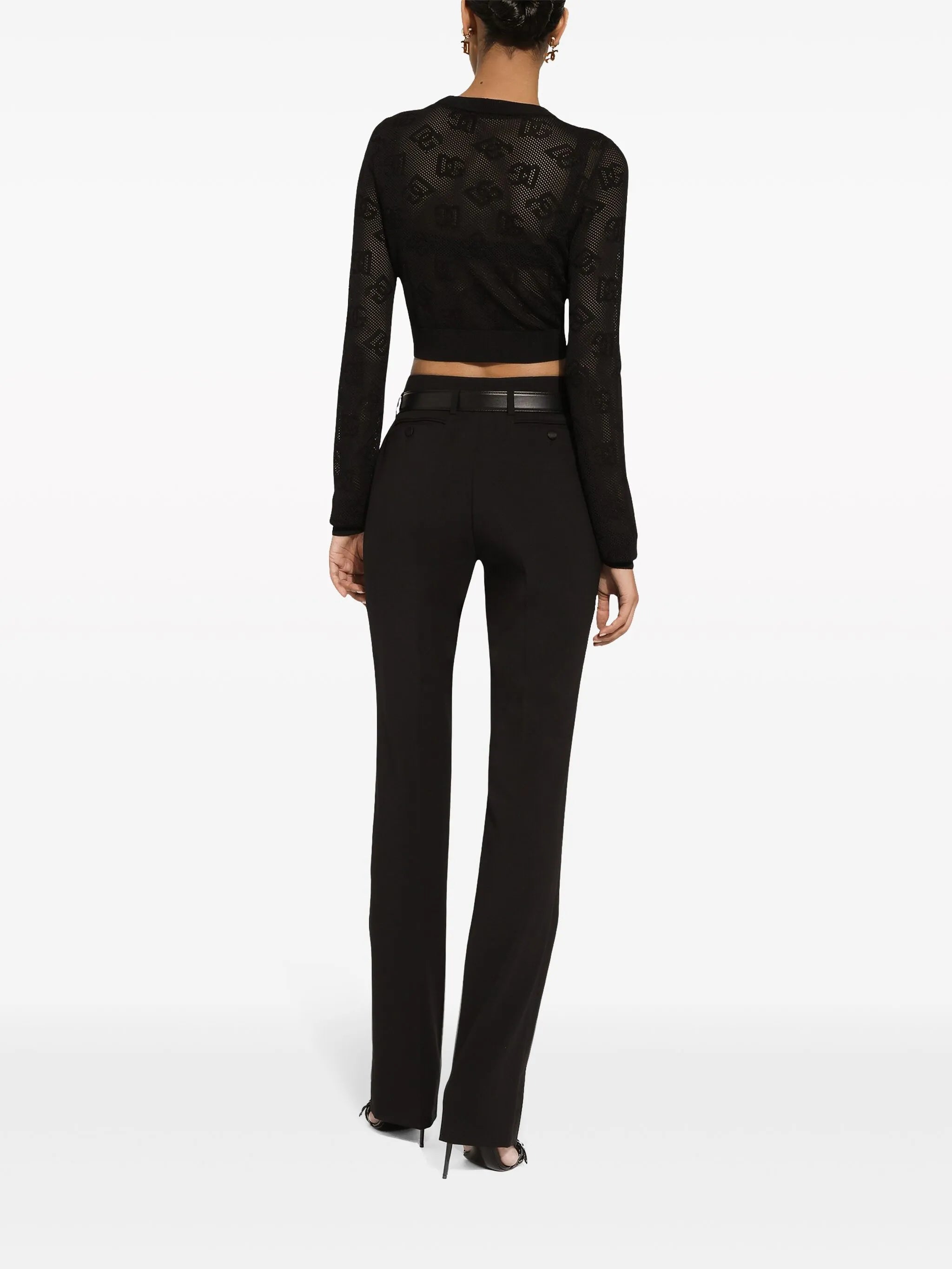 monogram open-knit crop top