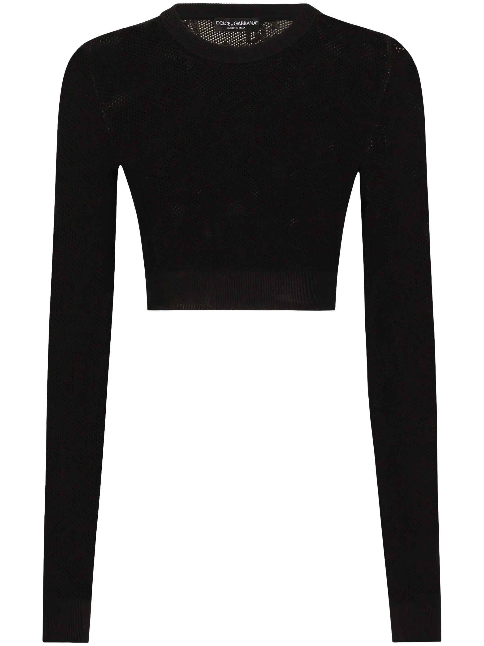 monogram open-knit crop top