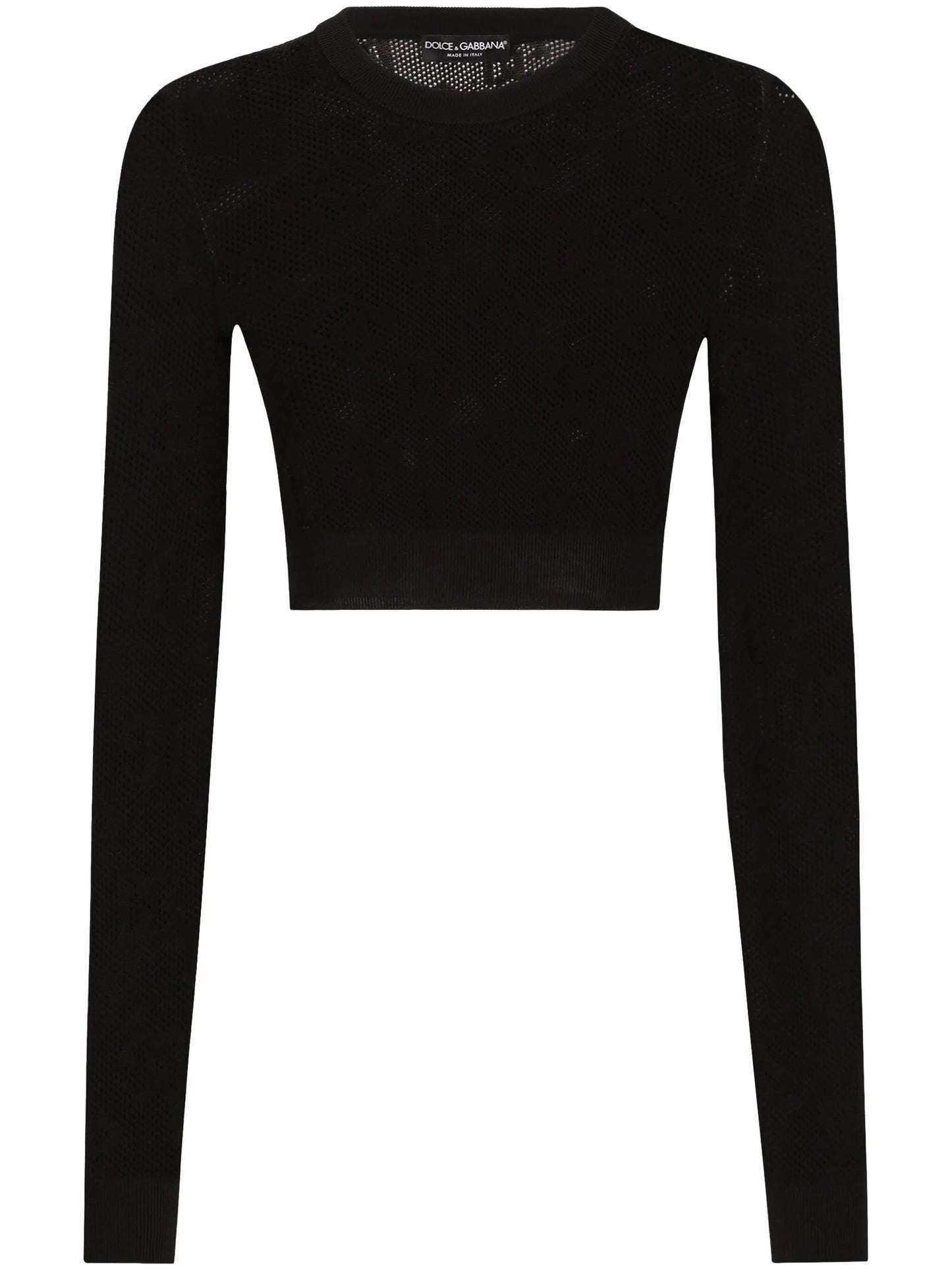 monogram open-knit crop top
