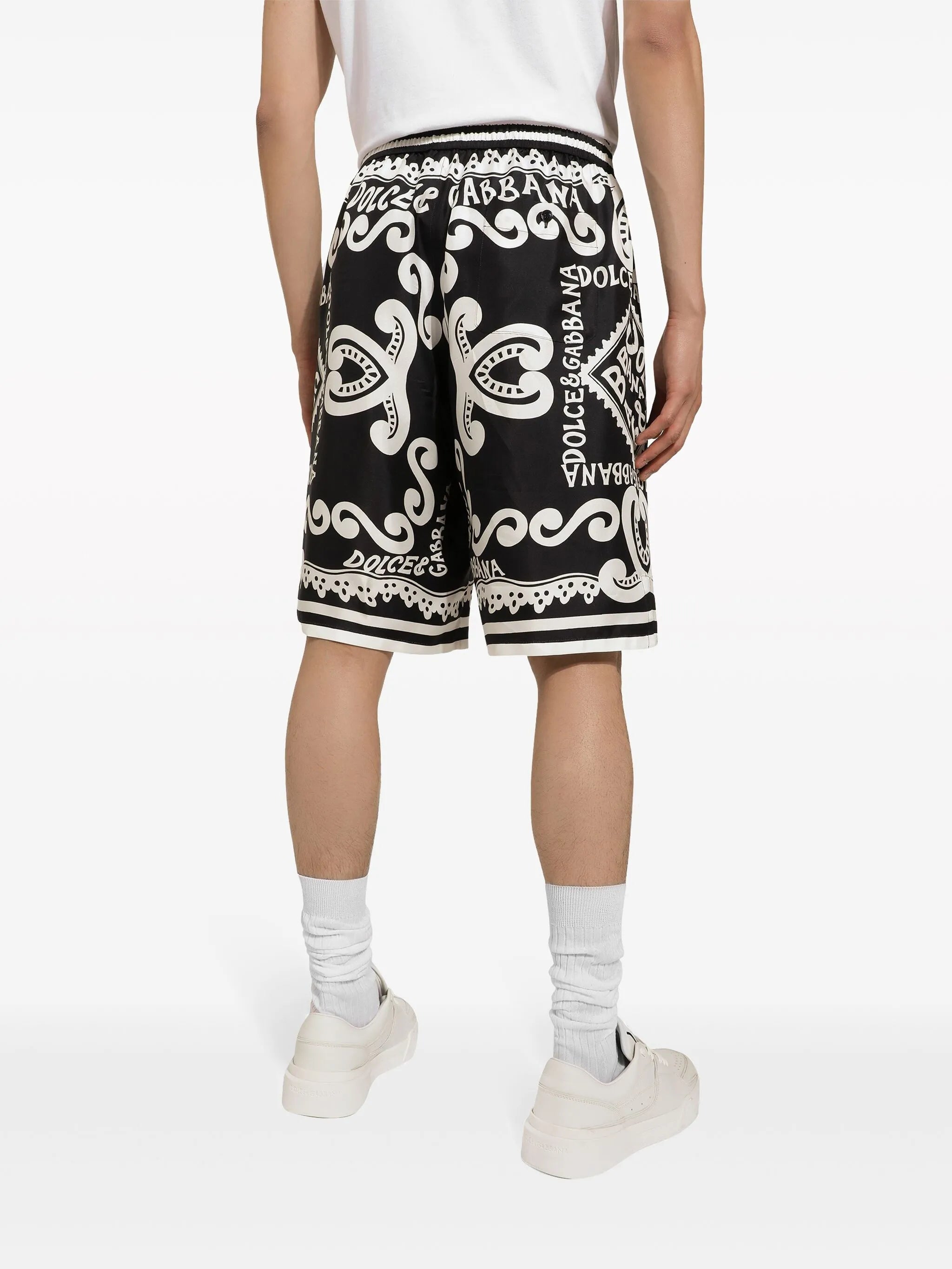 logo-print silk shorts