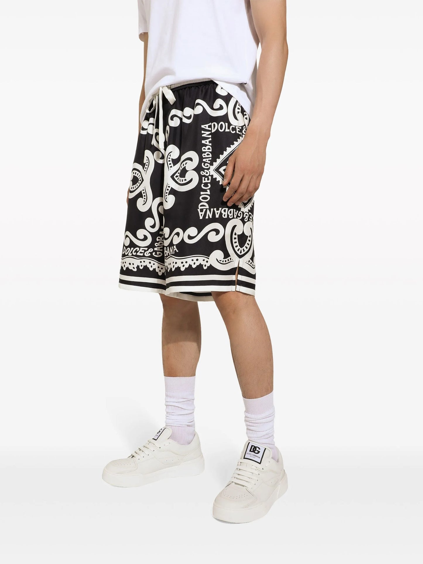 logo-print silk shorts