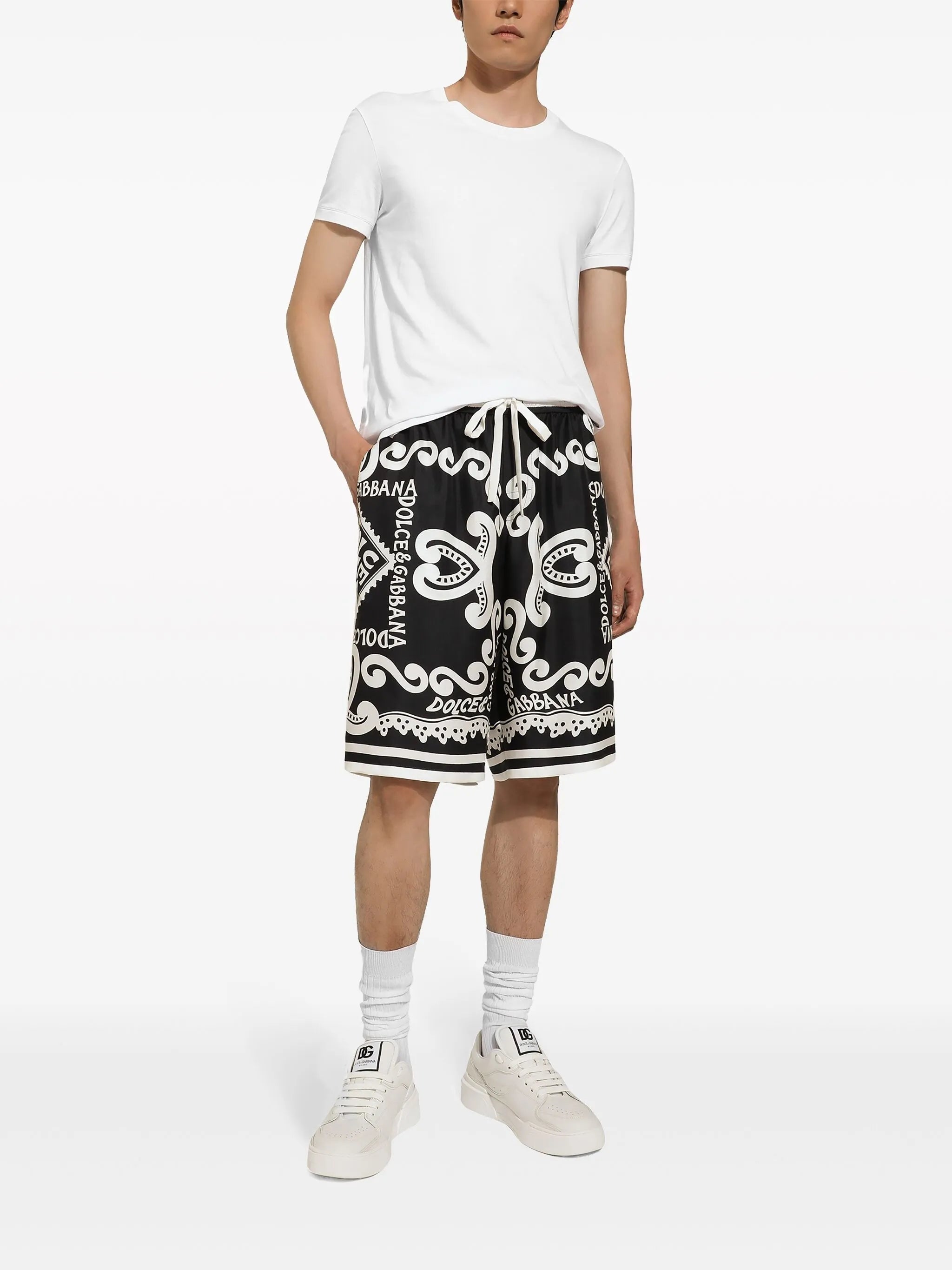 logo-print silk shorts