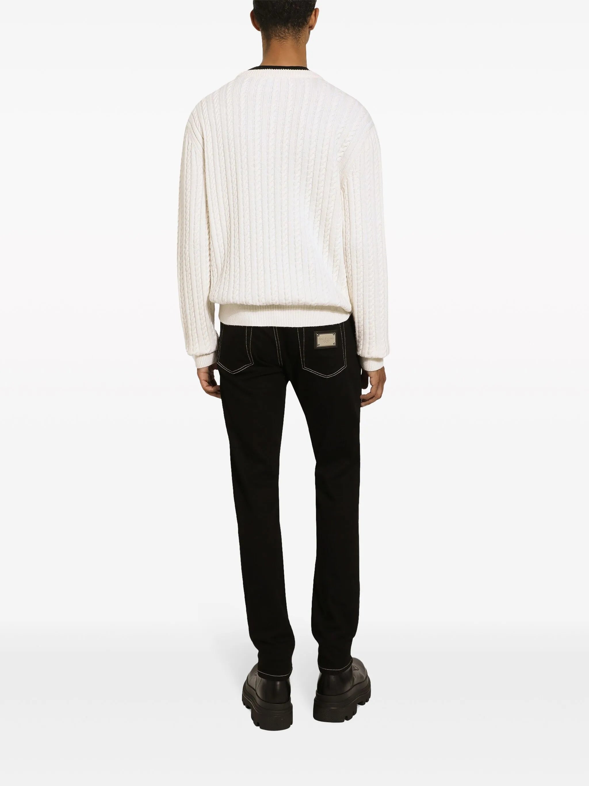crew-neck cable-knit jumper