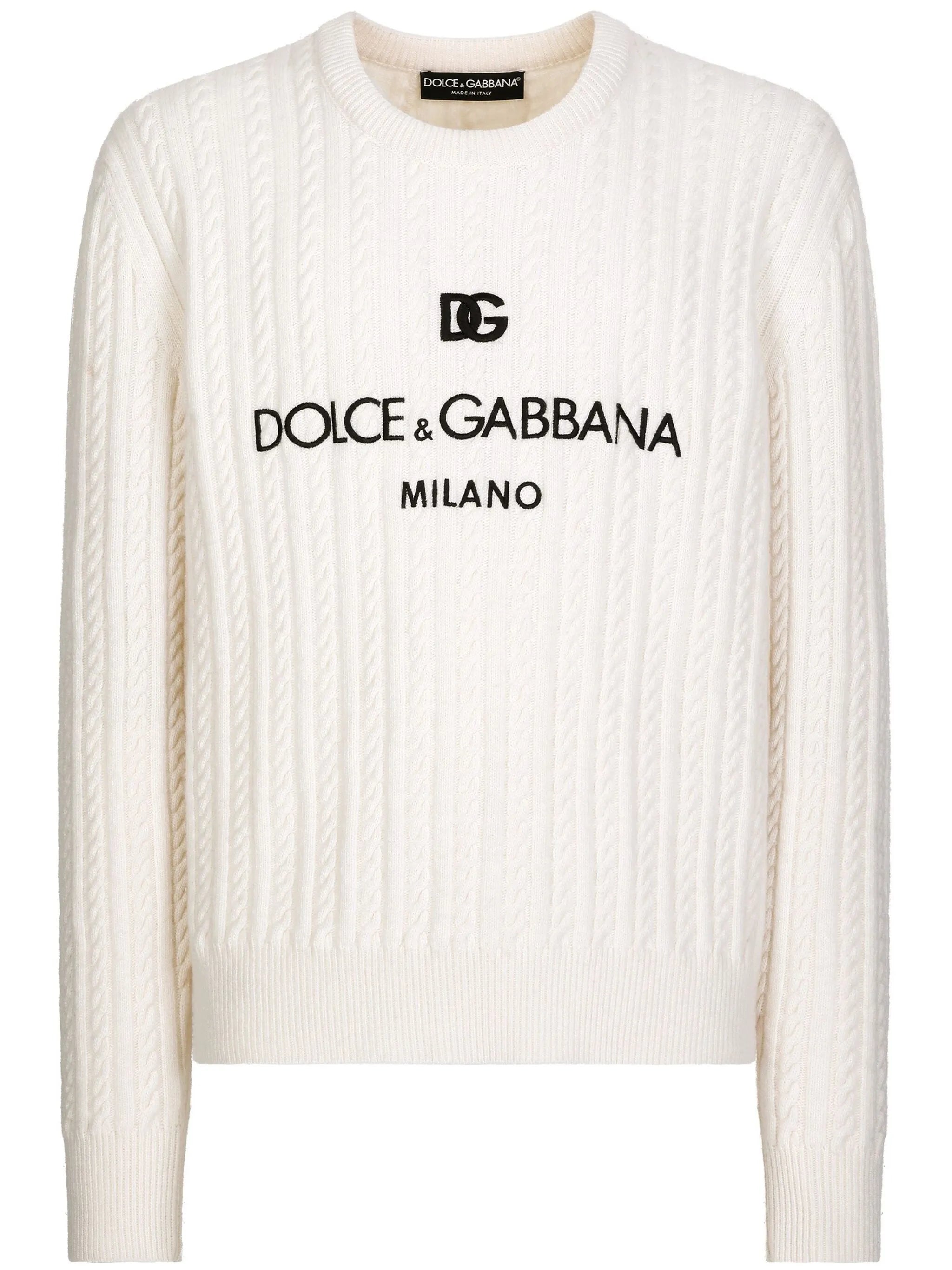 crew-neck cable-knit jumper