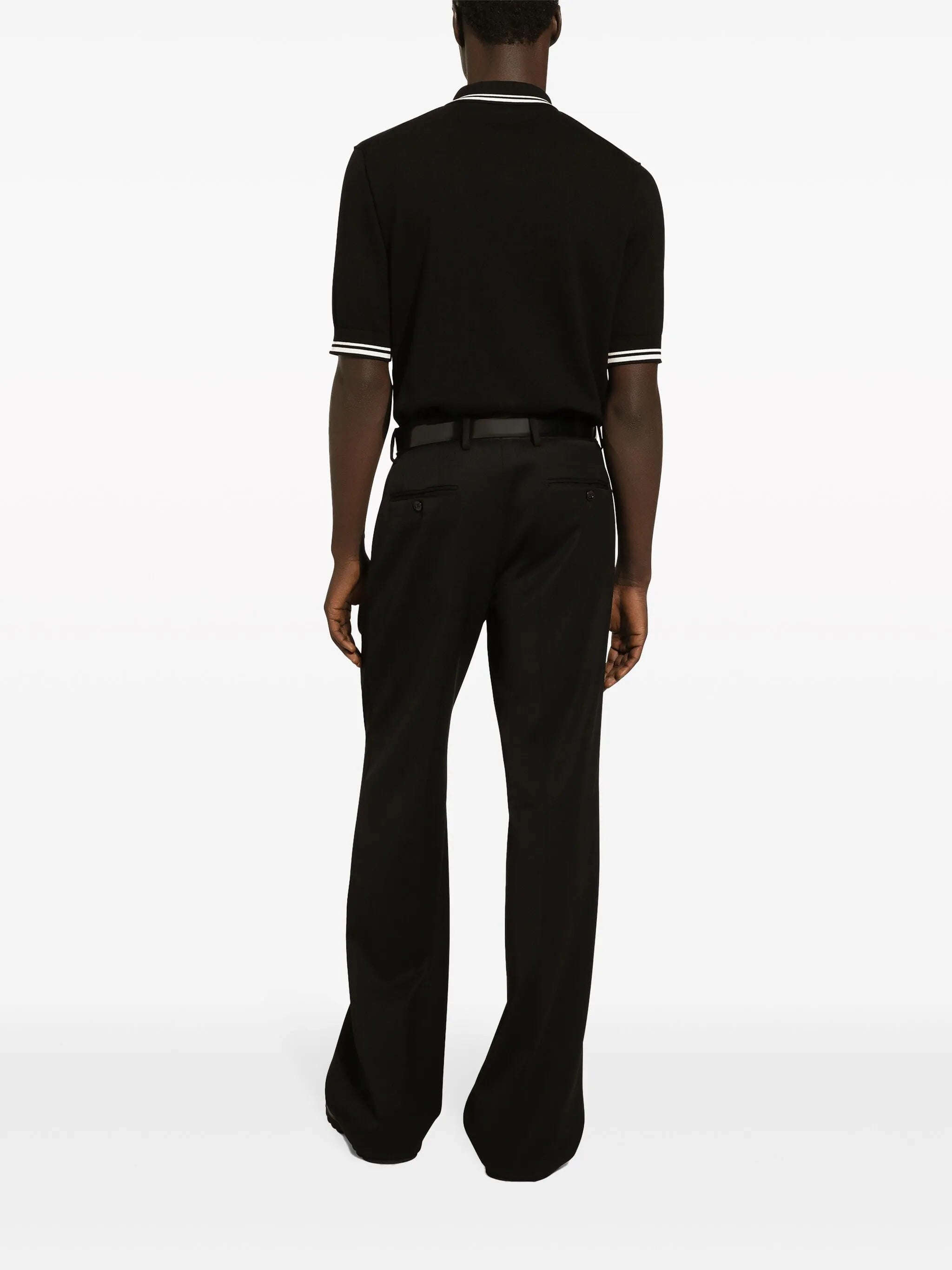 logo-embroidered stripe-detail polo shirt