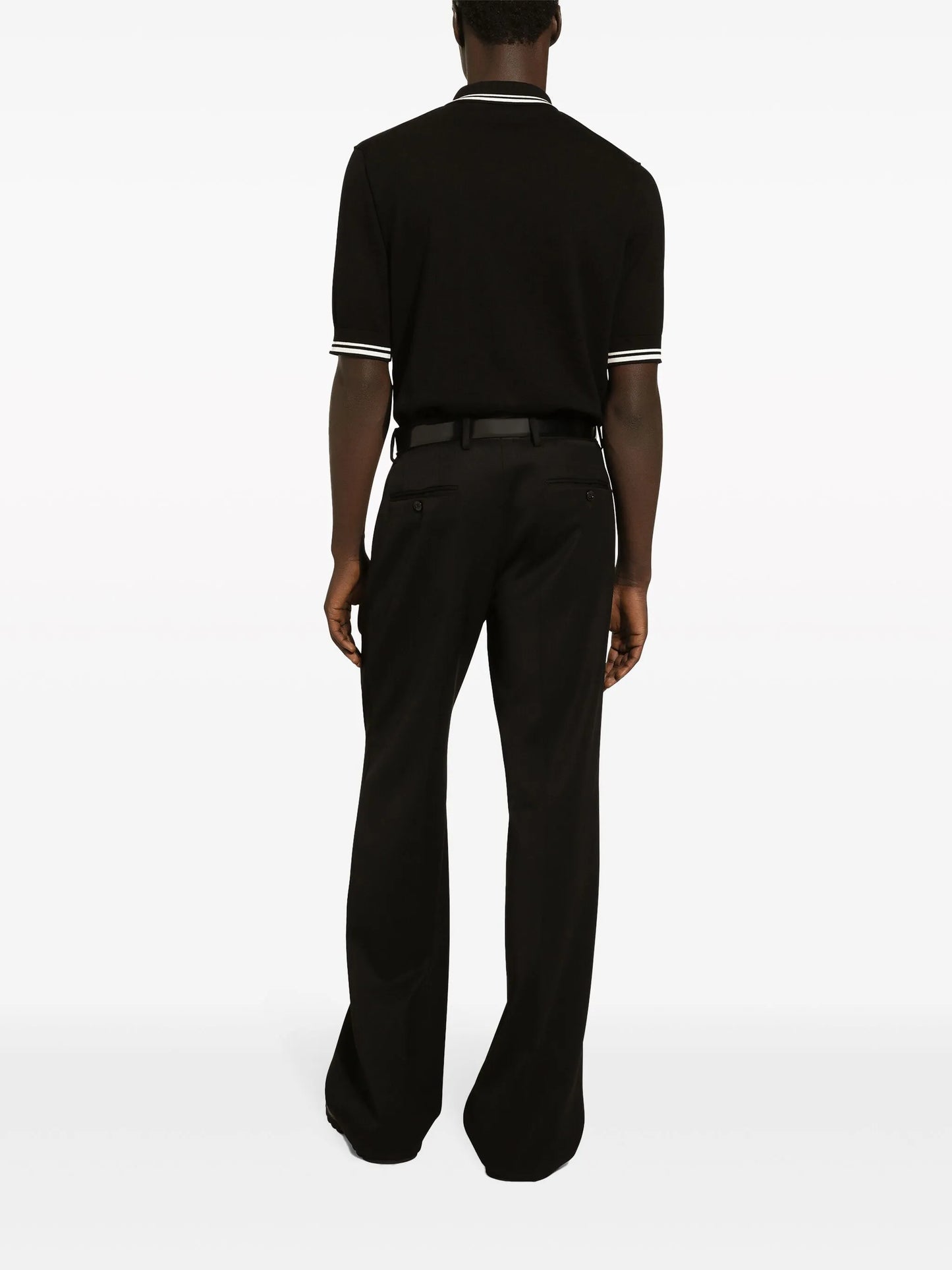 logo-embroidered stripe-detail polo shirt