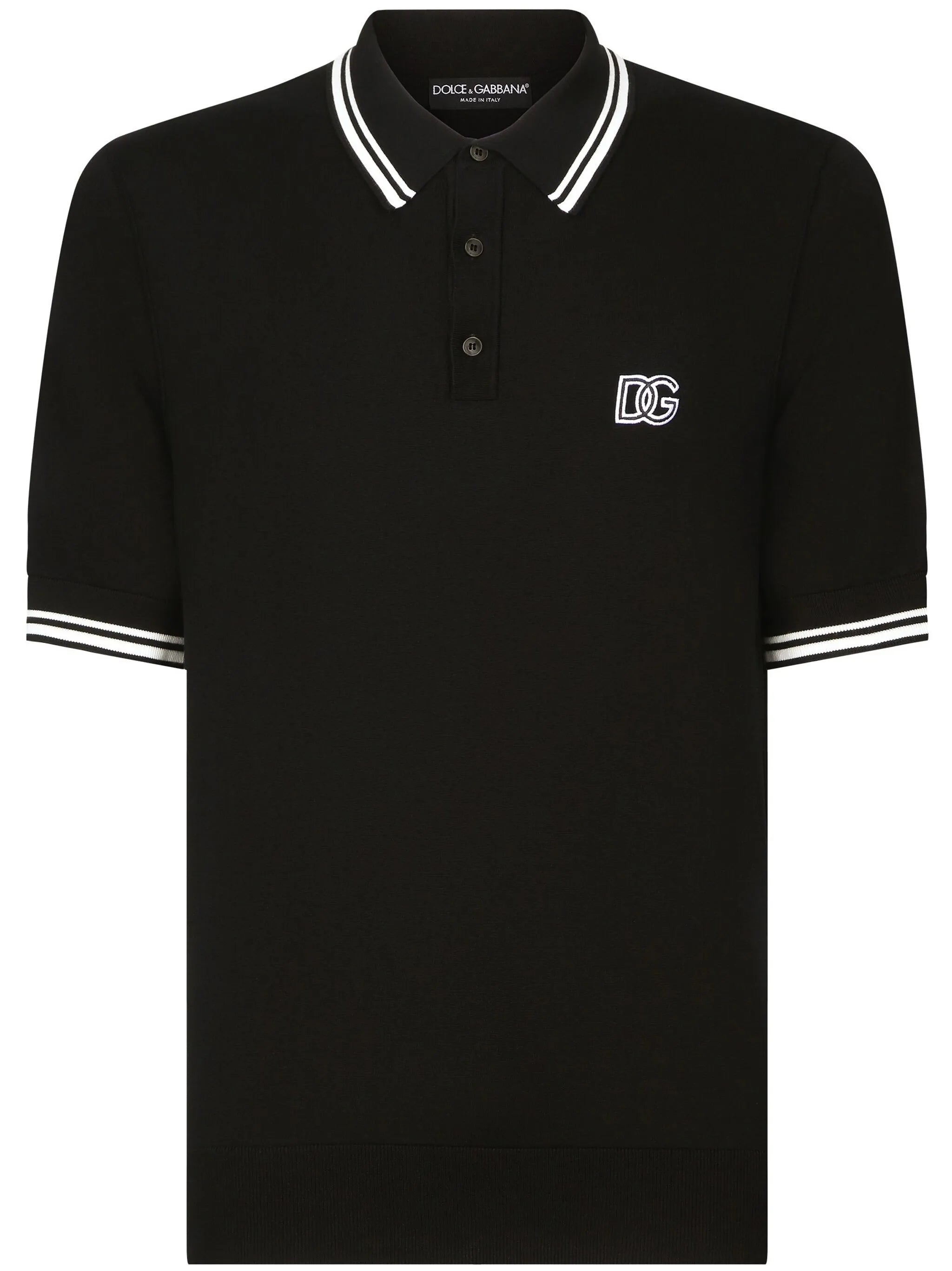logo-embroidered stripe-detail polo shirt