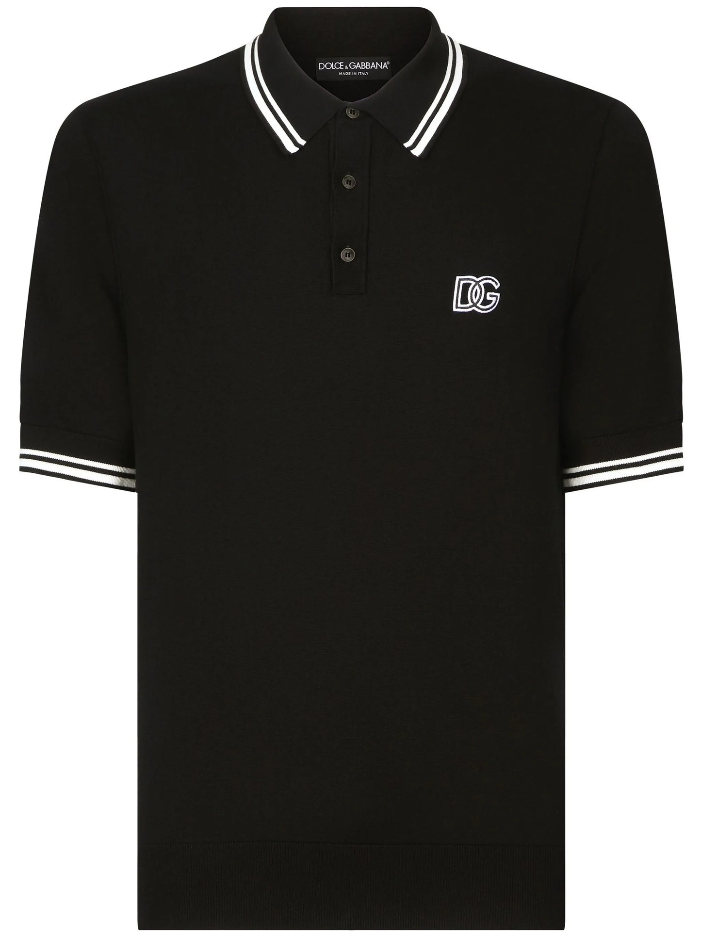 logo-embroidered stripe-detail polo shirt