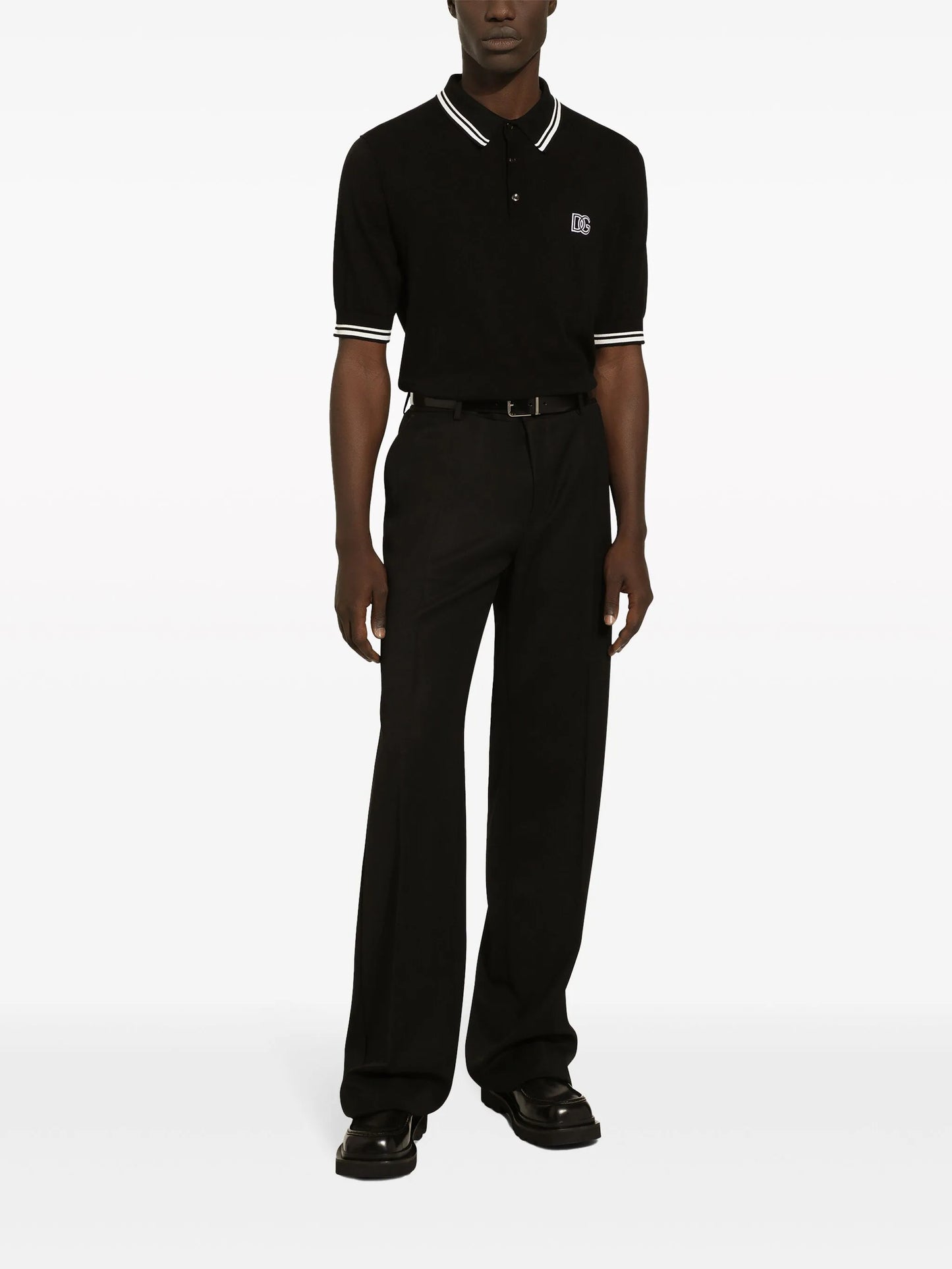 logo-embroidered stripe-detail polo shirt