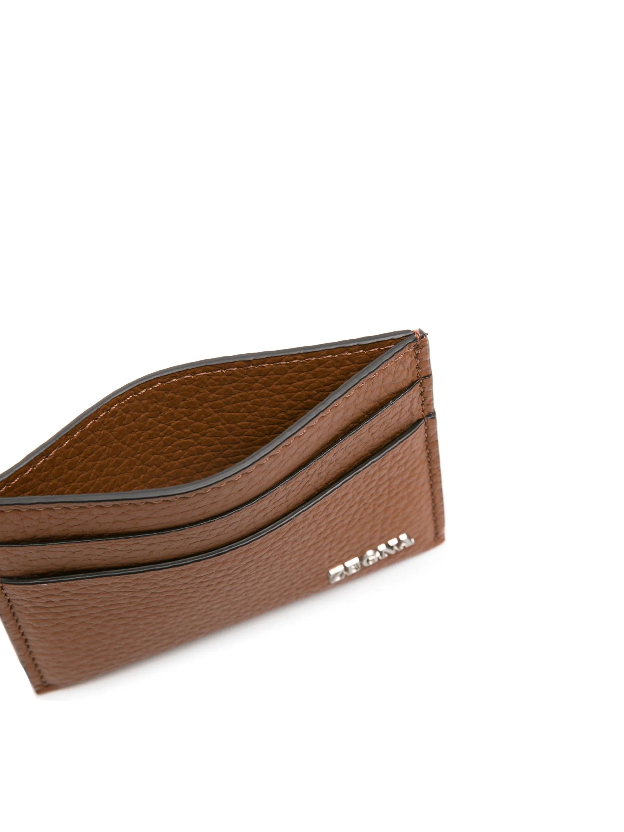logo-plaque leather cardholder