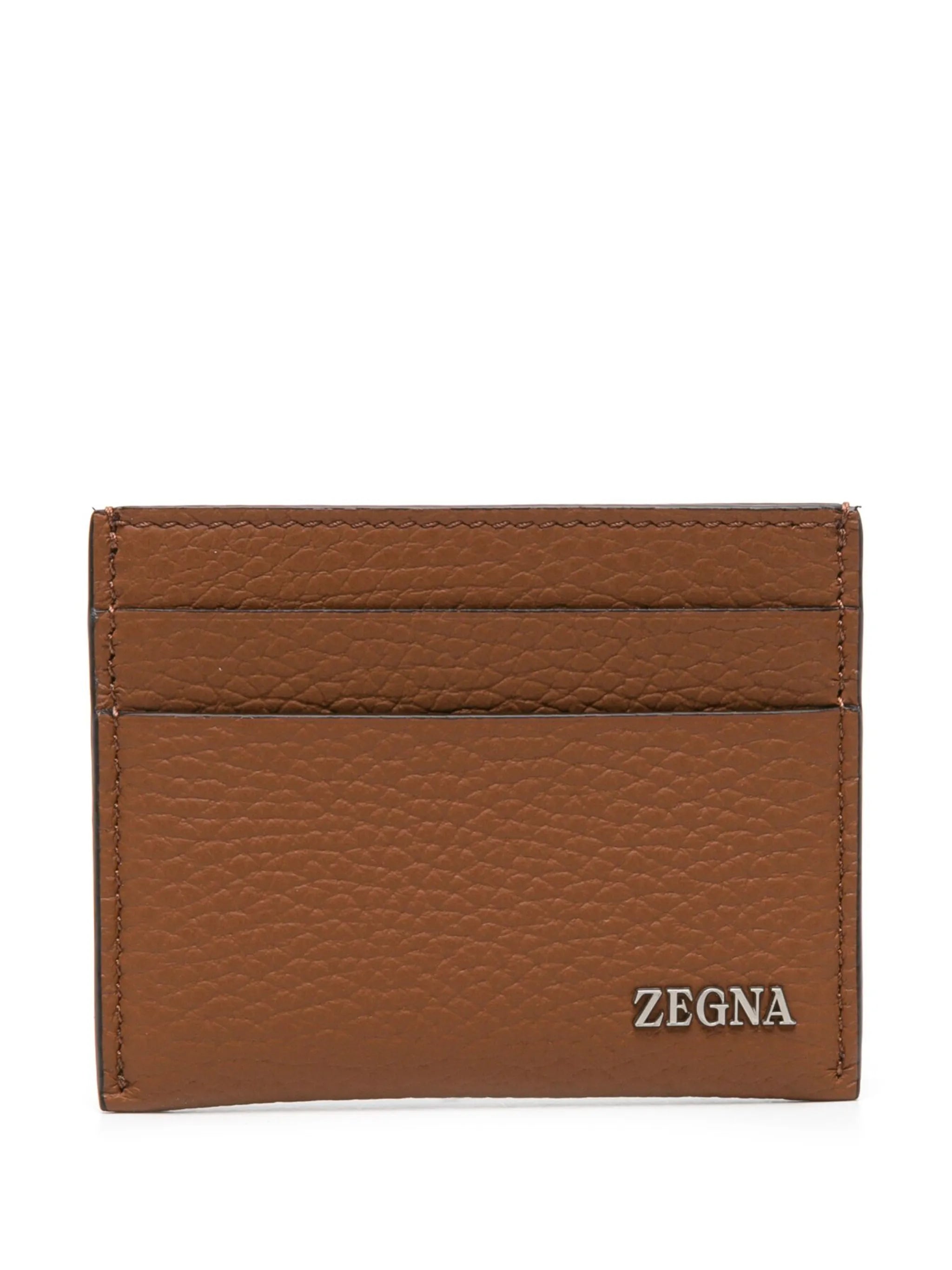 logo-plaque leather cardholder