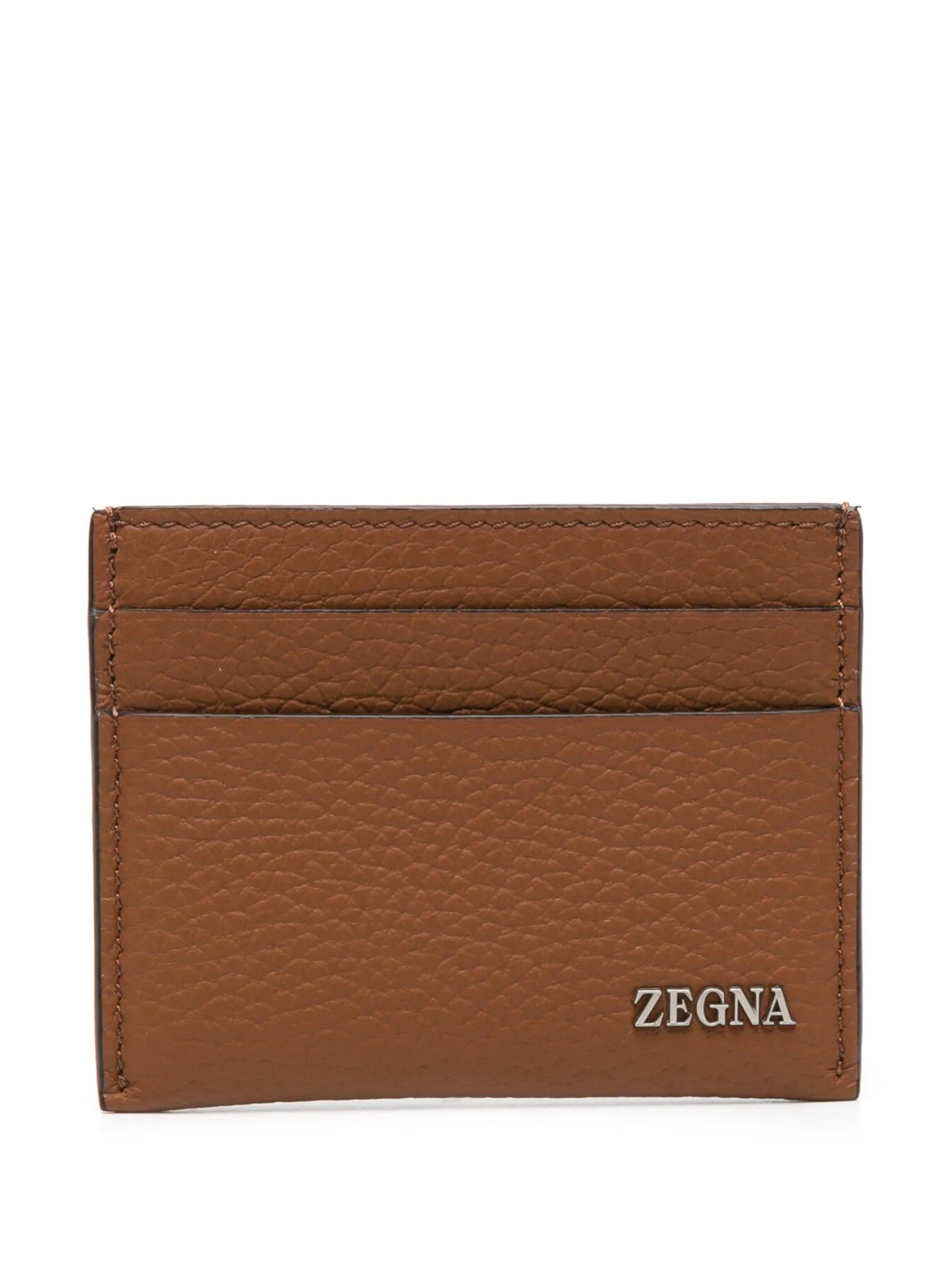 logo-plaque leather cardholder
