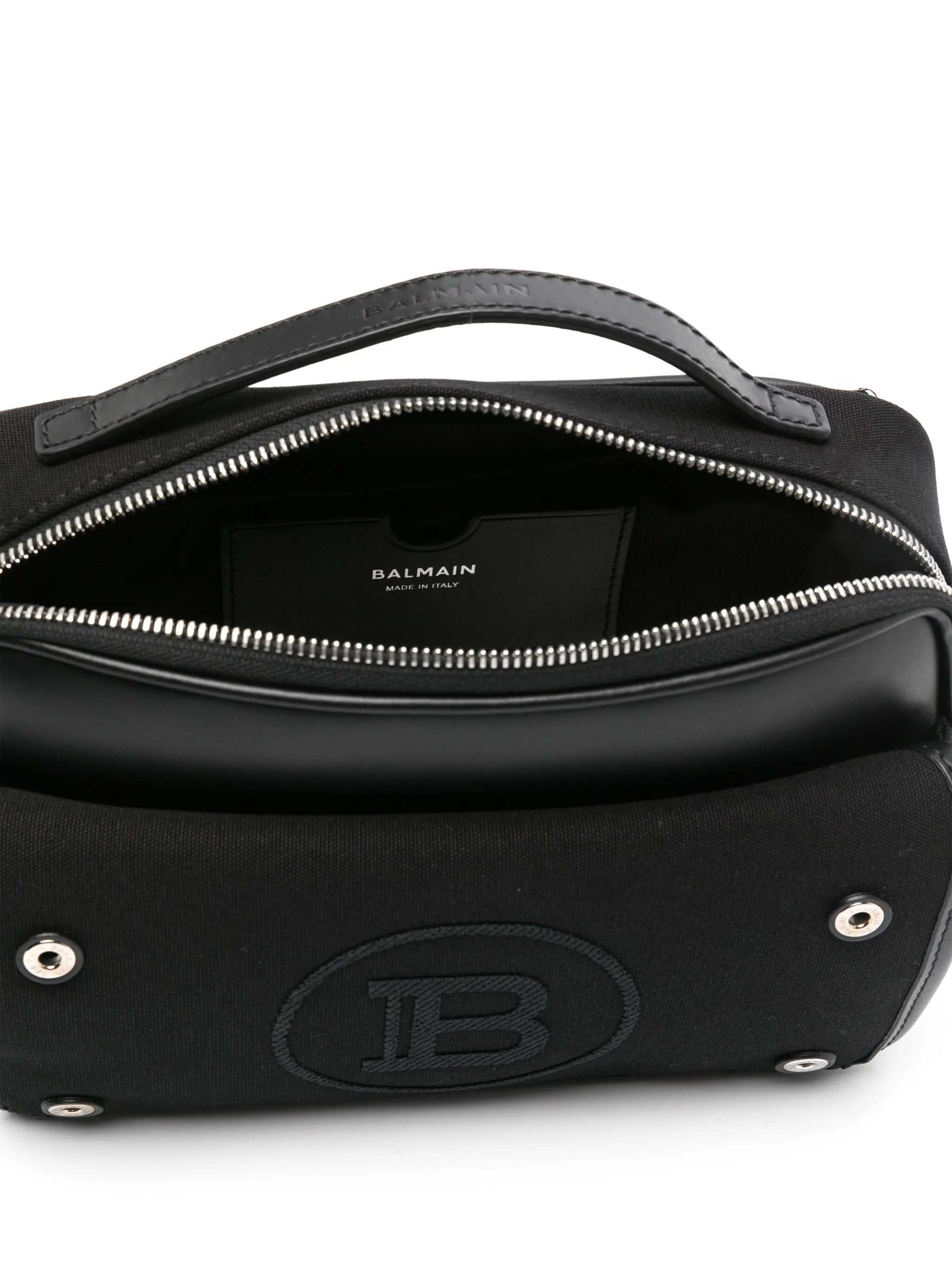 logo-embroidered leather shoulder bag