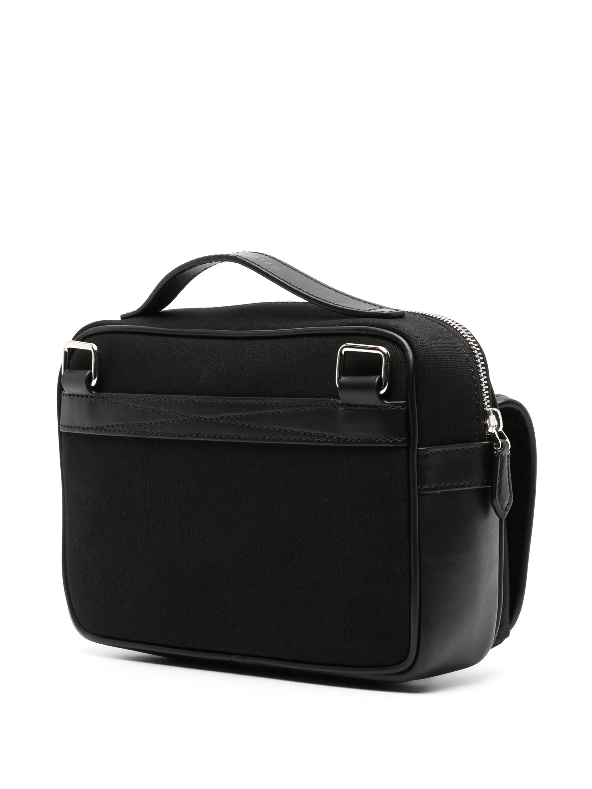 logo-embroidered leather shoulder bag