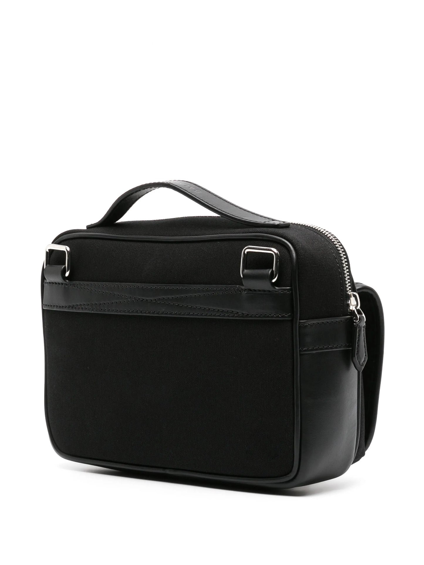 logo-embroidered leather shoulder bag