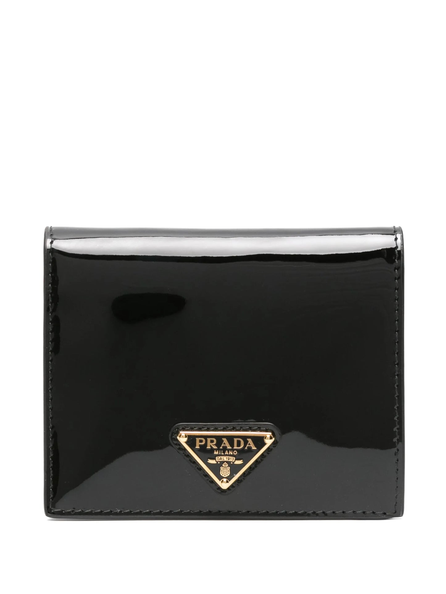 triangle-logo patent leather wallet