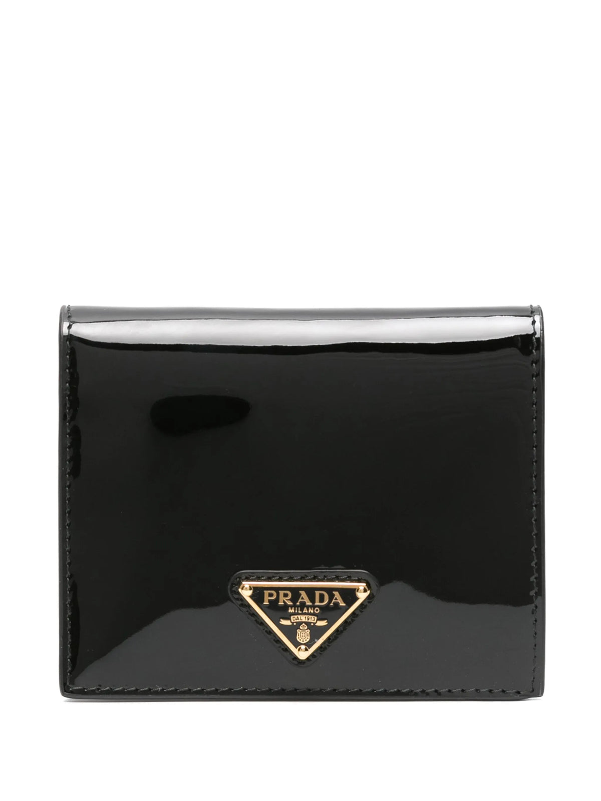 triangle-logo patent leather wallet