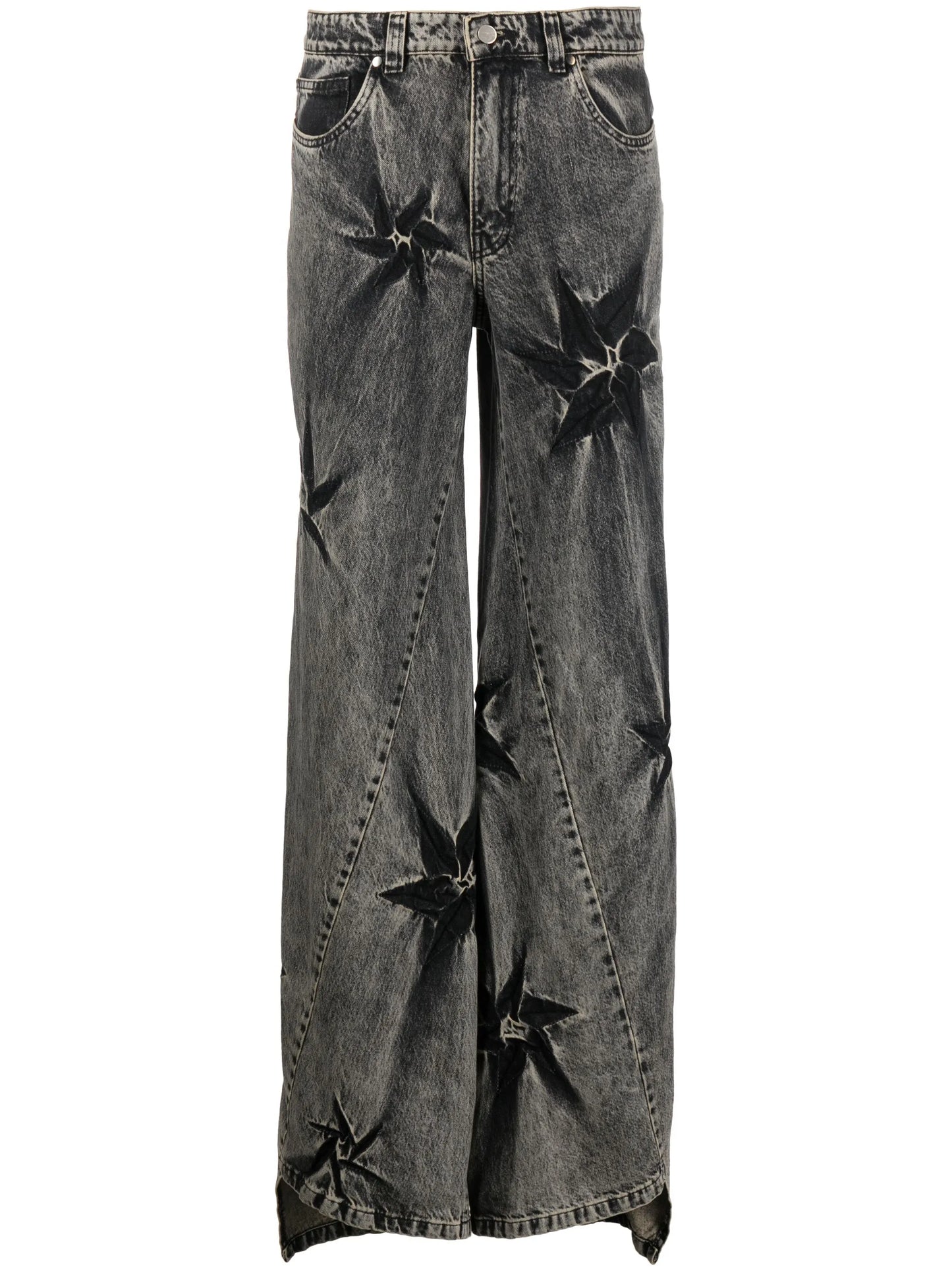 floral-print wide-leg jeans