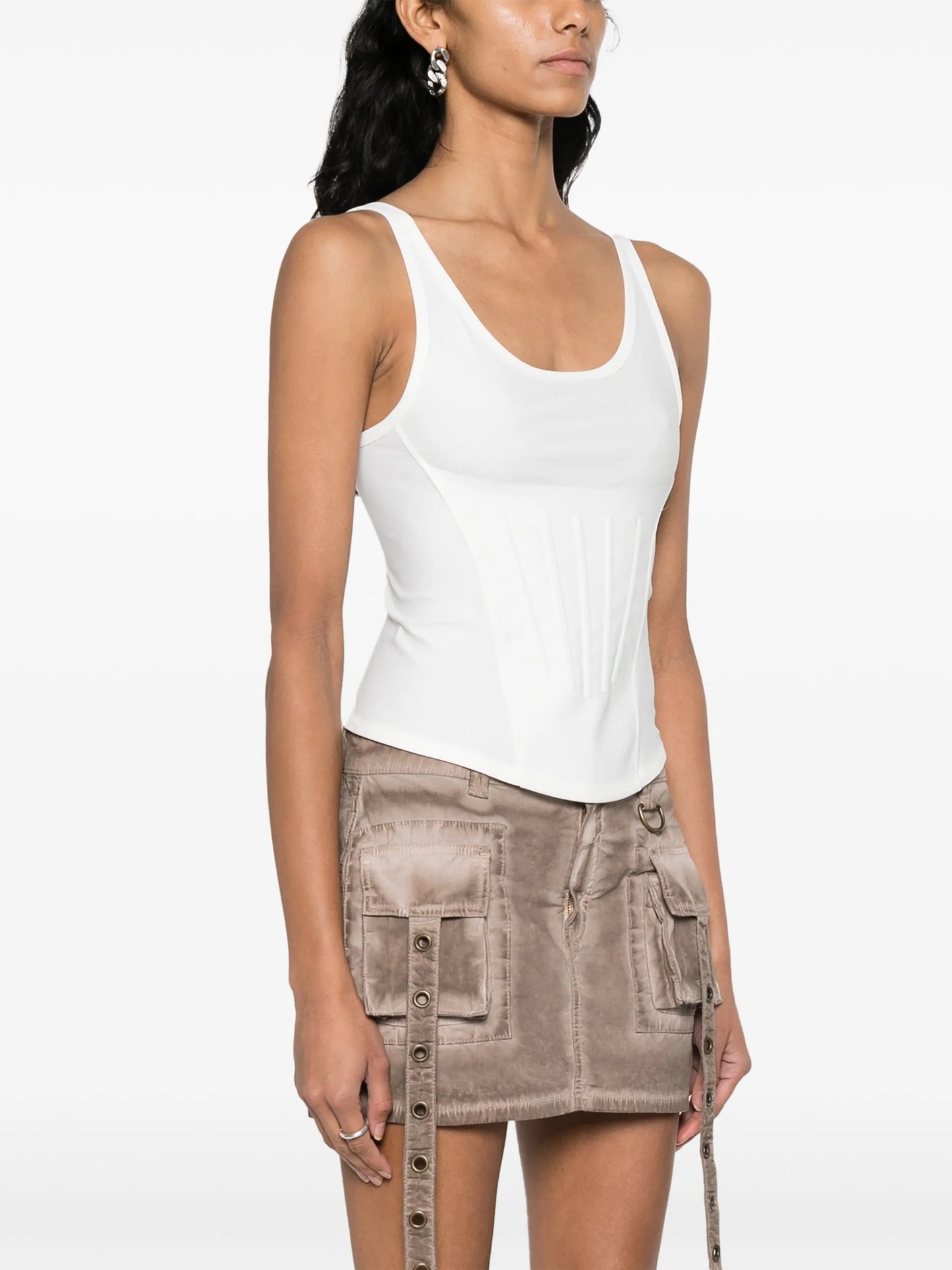 logo-embossed corset tank top