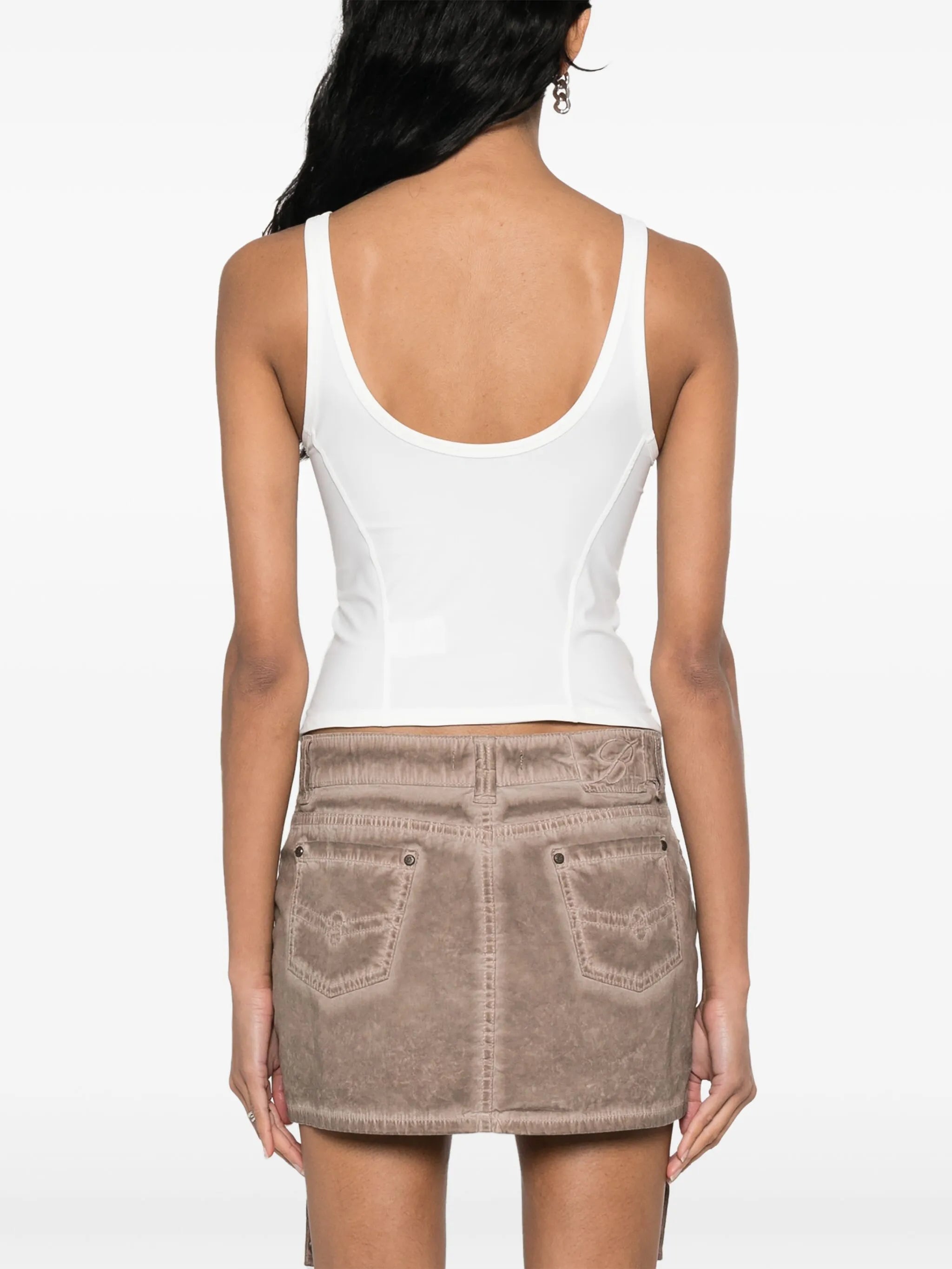 logo-embossed corset tank top
