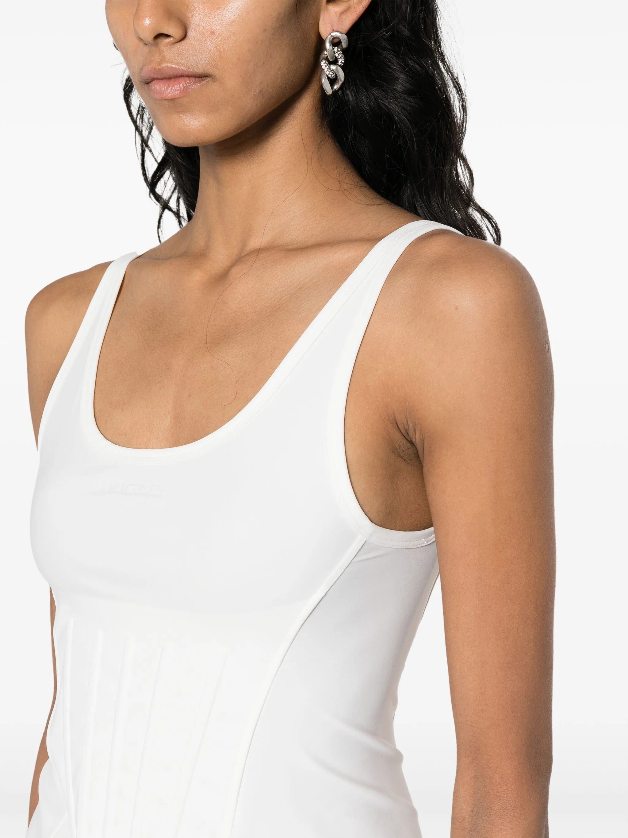 logo-embossed corset tank top