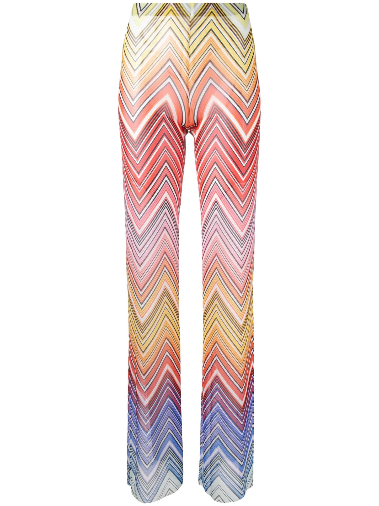 Zigzag-print straight-leg tulle trousers