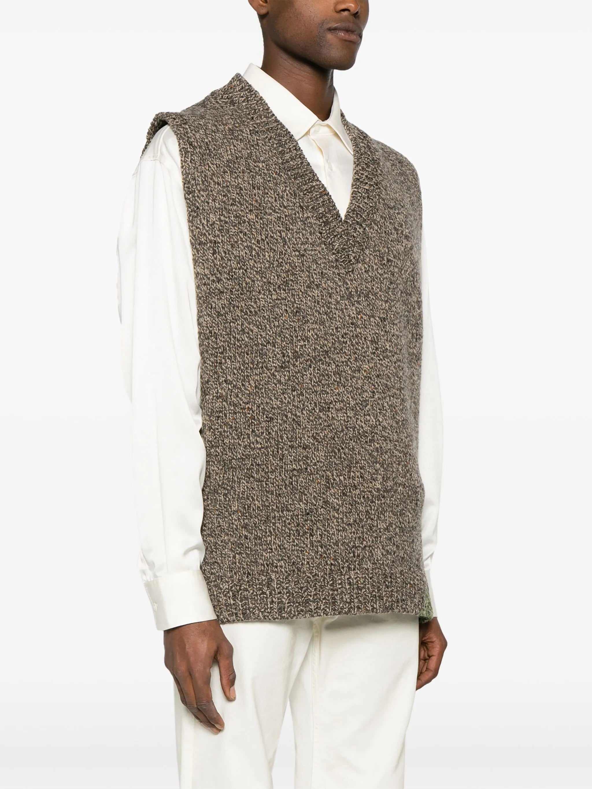mélange wool-blend vest